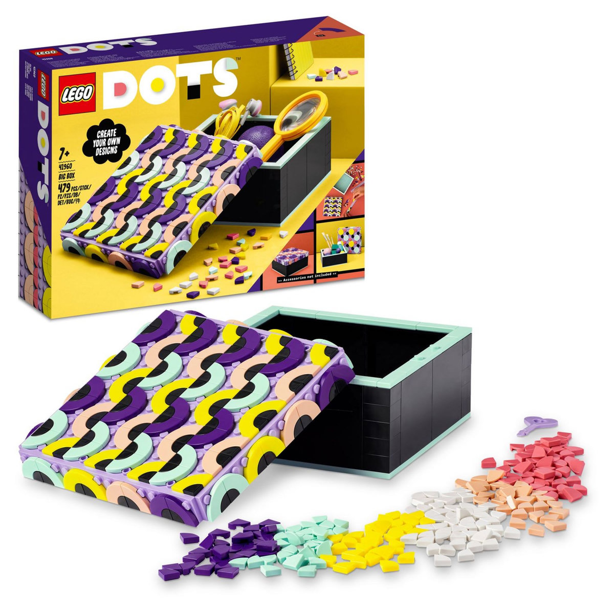 LEGO DOTS 41960 La Grande Boîte, Loisir Créatif de Rangement de Chambre d'Enfants