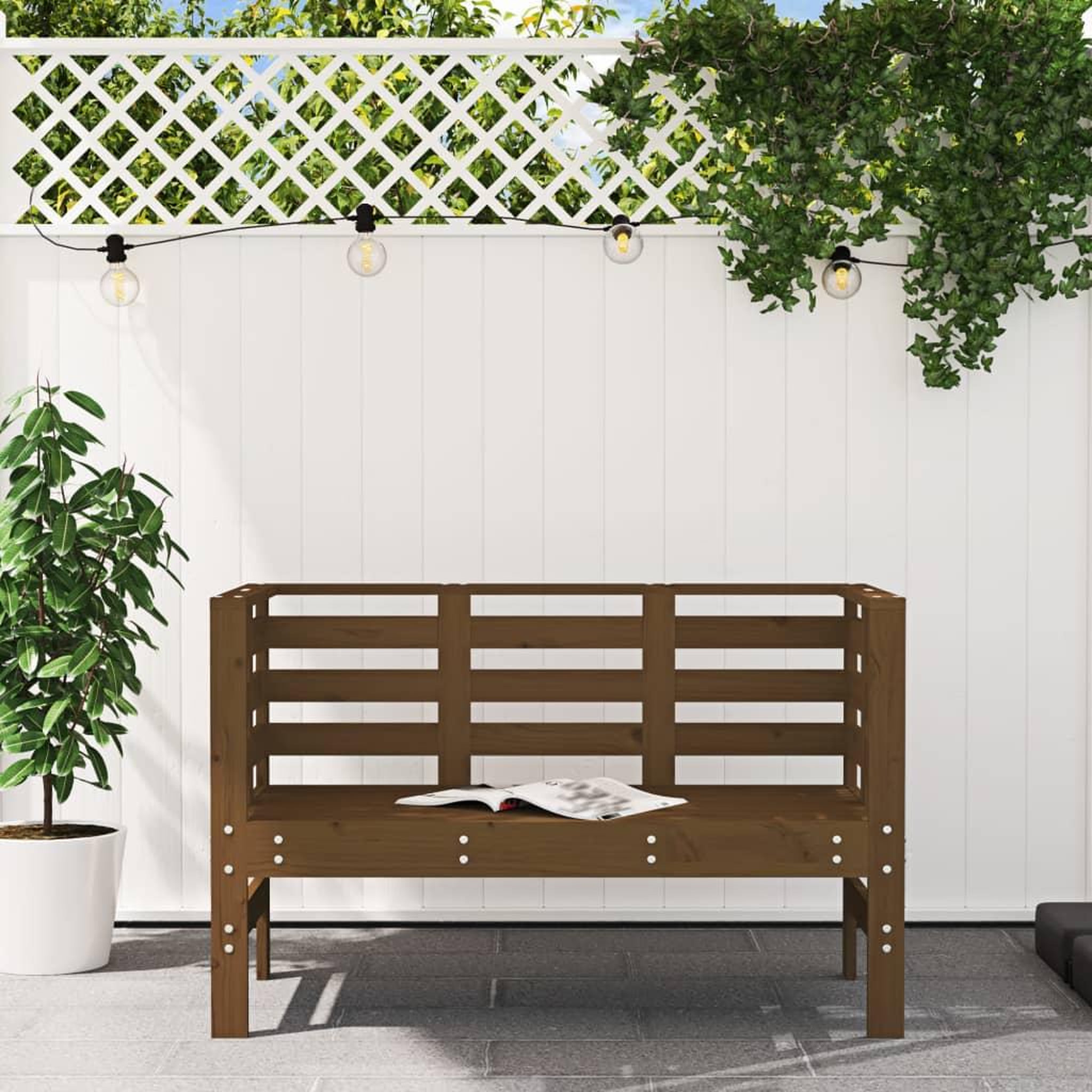 Voir la diapositive 3 : VIDAXL Banc de jardin marron miel 111,5x53x71 cm bois massif de pin