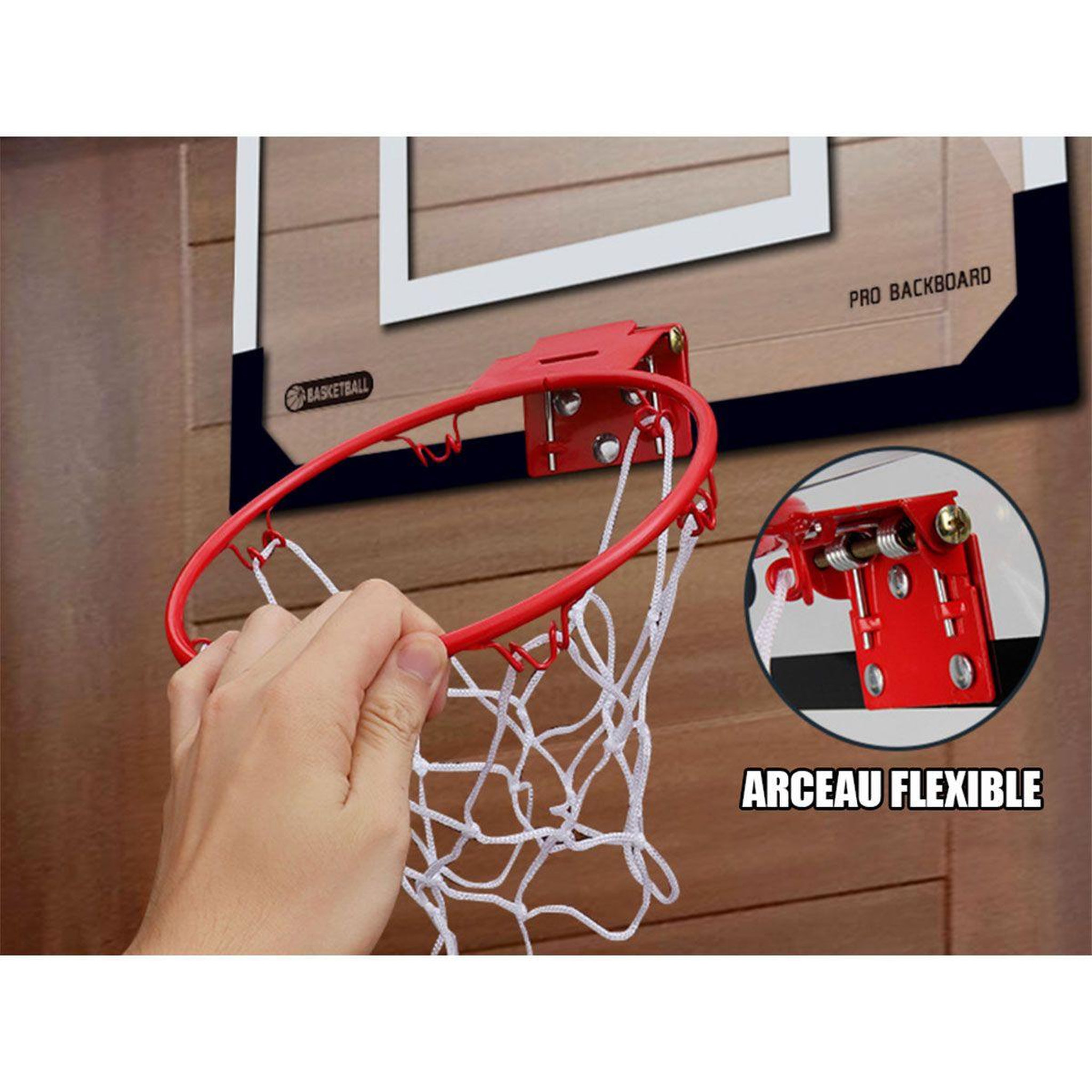 Voir la diapositive 2 : DE FAUGERES Mini panier de basket  intérieur  40cm blanc