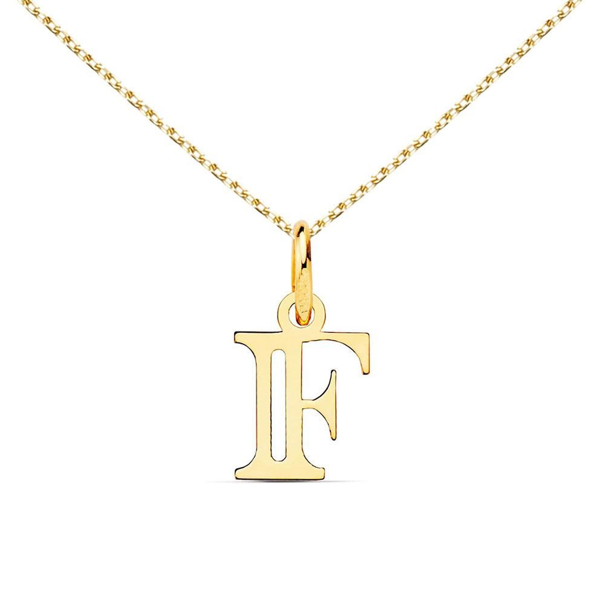 L'ATELIER D'AZUR Collier - Pendentif Lettre  F  Or 750/1000 - Chaine Dorée