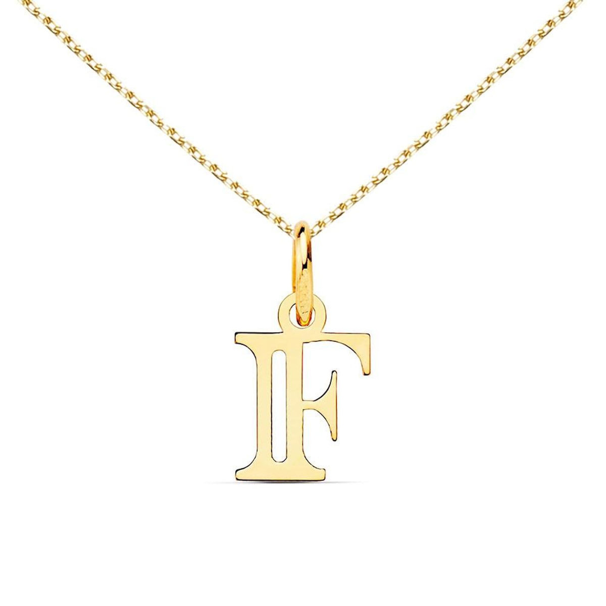 L'ATELIER D'AZUR Collier - Pendentif Lettre  F  Or 750/1000 - Chaine Dorée