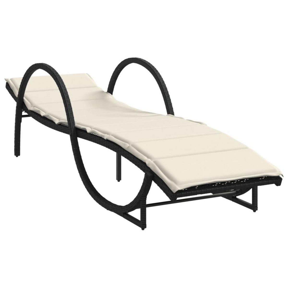 VIDAXL Chaise longue avec coussin noir 60x199x42 cm resine tressee