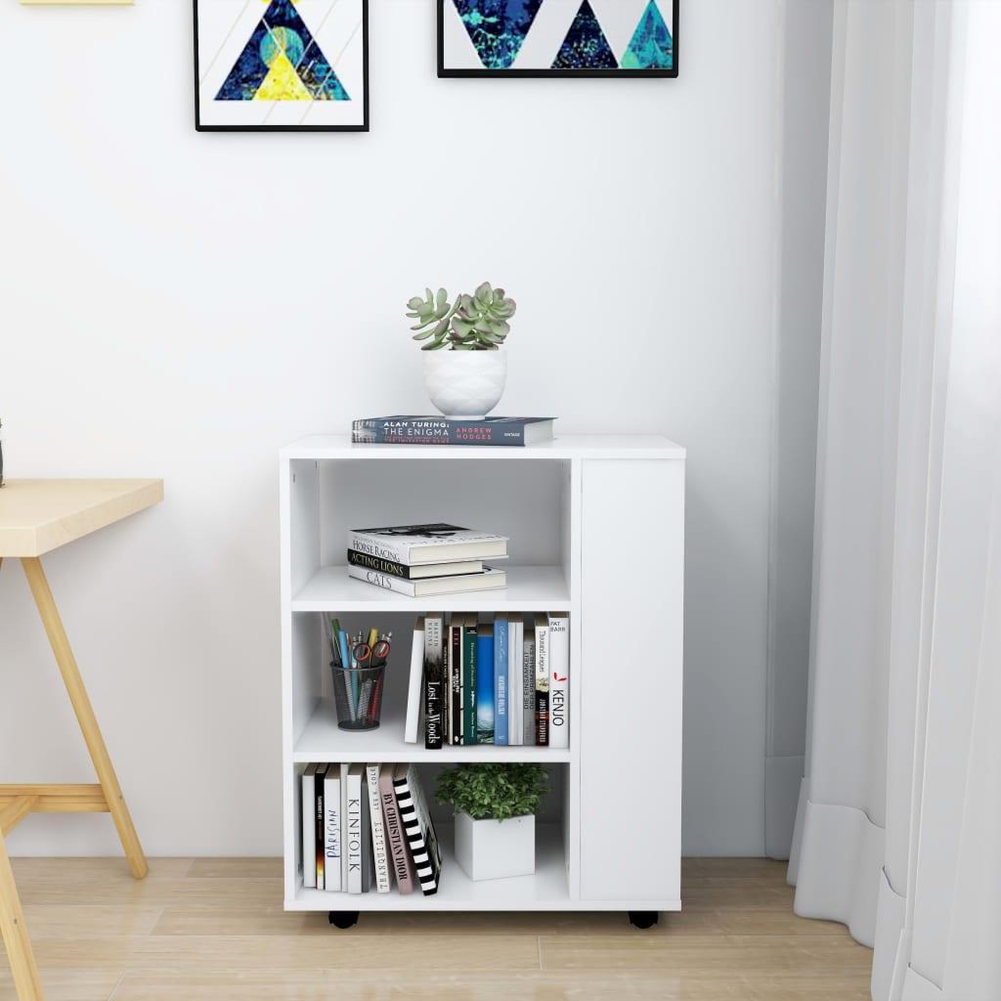 Voir la diapositive 3 : VIDAXL Armoire a roulettes Blanc 60x35x75 cm Bois d'ingenierie
