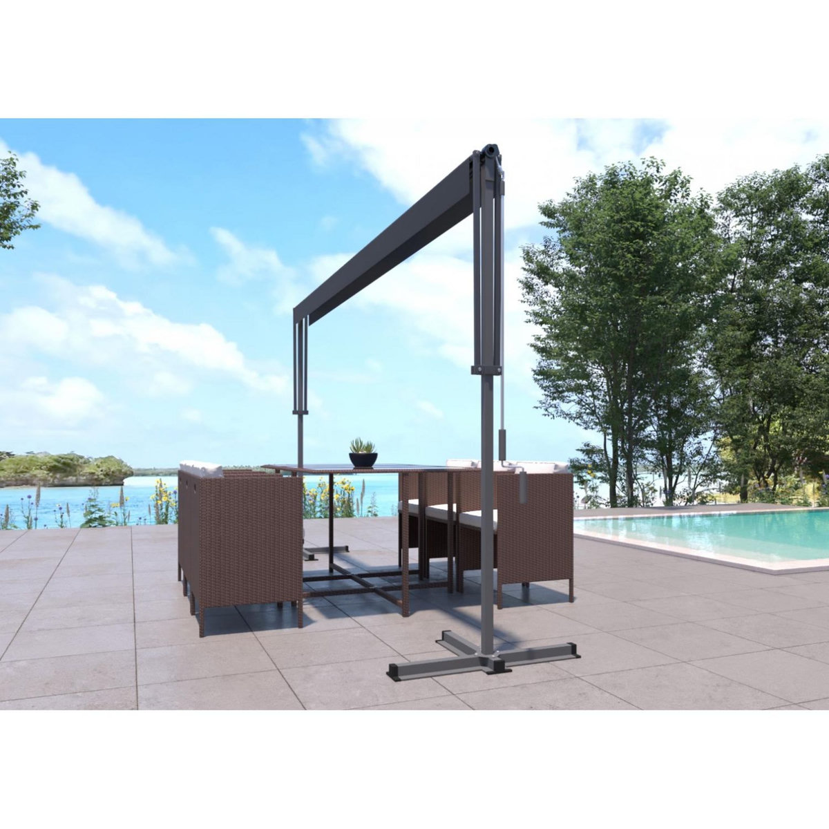 CONCEPT USINE Store banne double pente 4 x 3 m gris ISEO