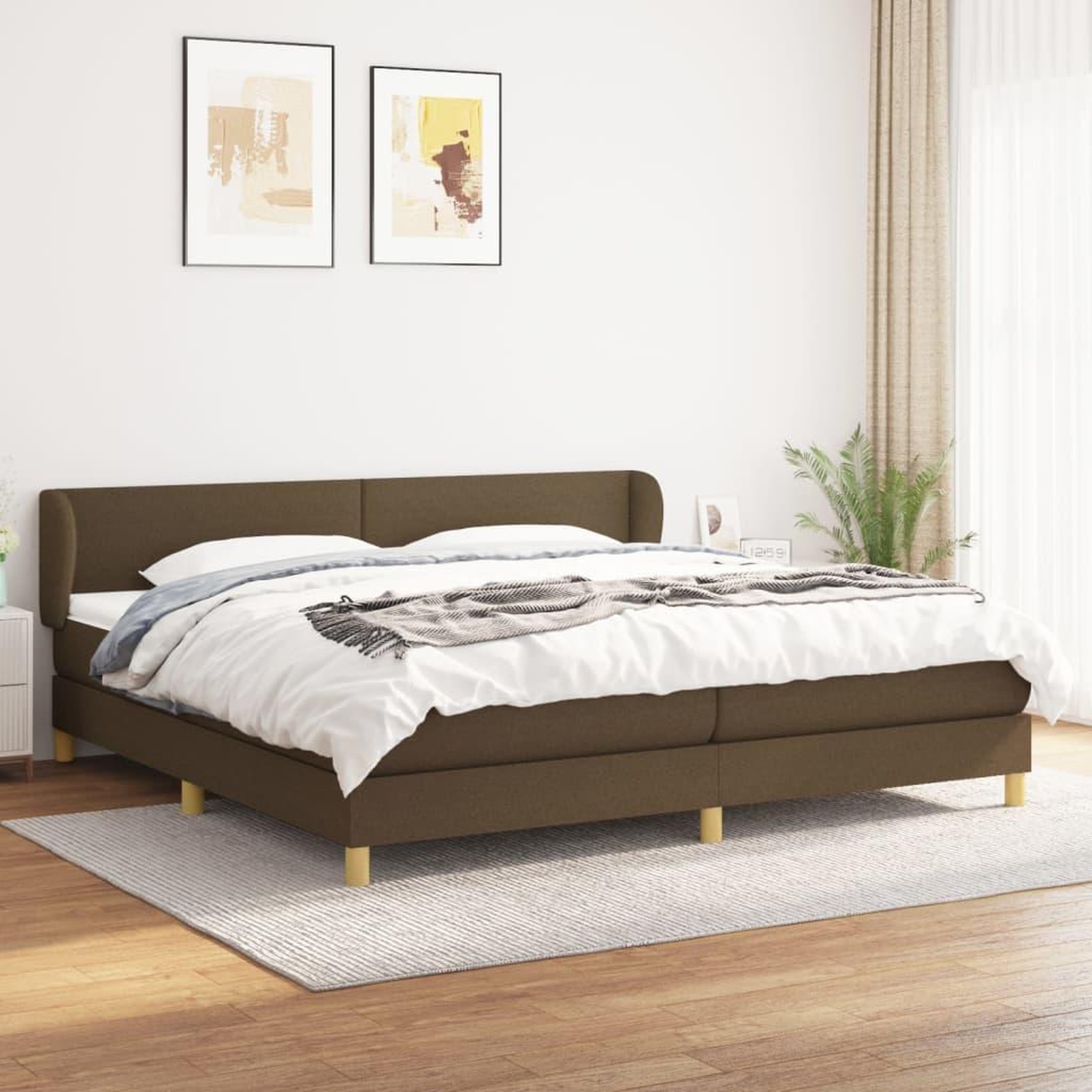 Voir la diapositive 1 : VIDAXL Sommier a lattes de lit avec matelas Marron fonce 200x200 cm