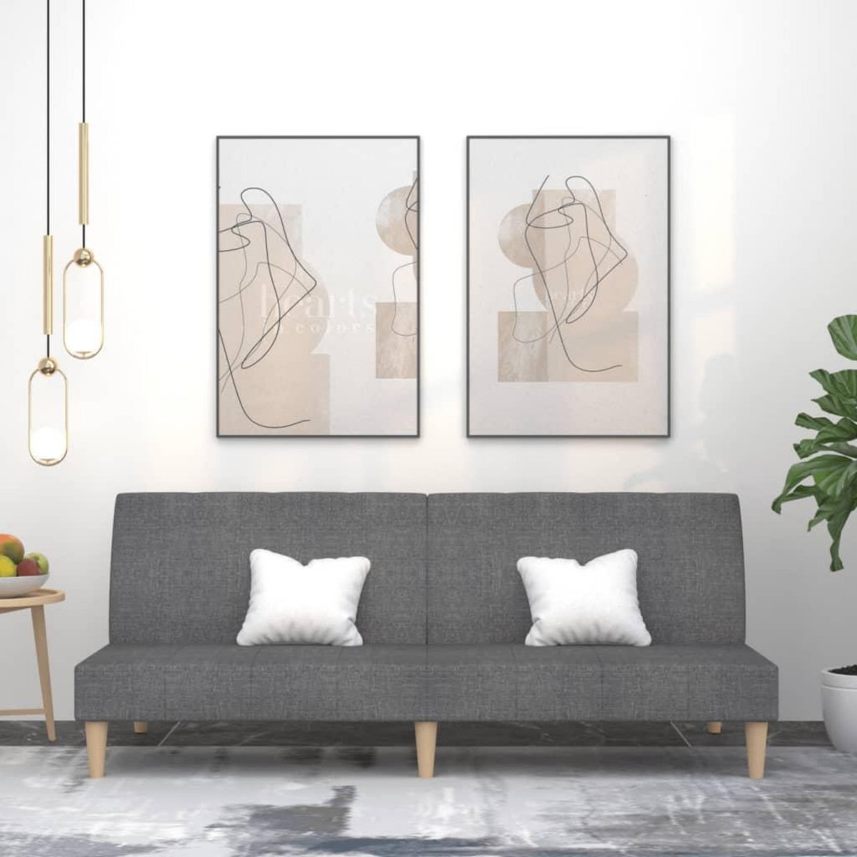 VIDAXL Canape-lit a 2 places gris clair tissu