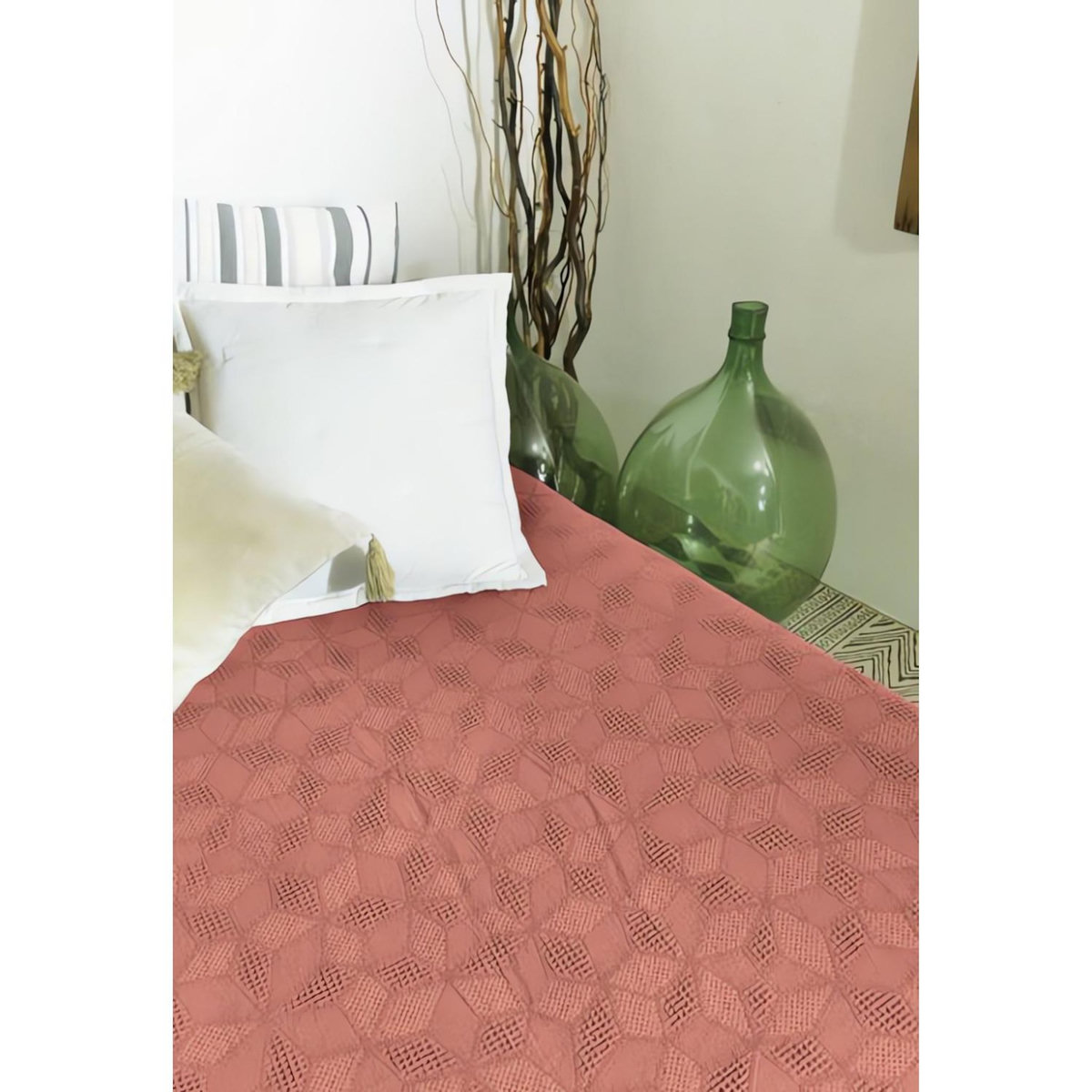 Vent du sud Jeté de lit jacquard en coton lavé PABLO, par Vend du Sud