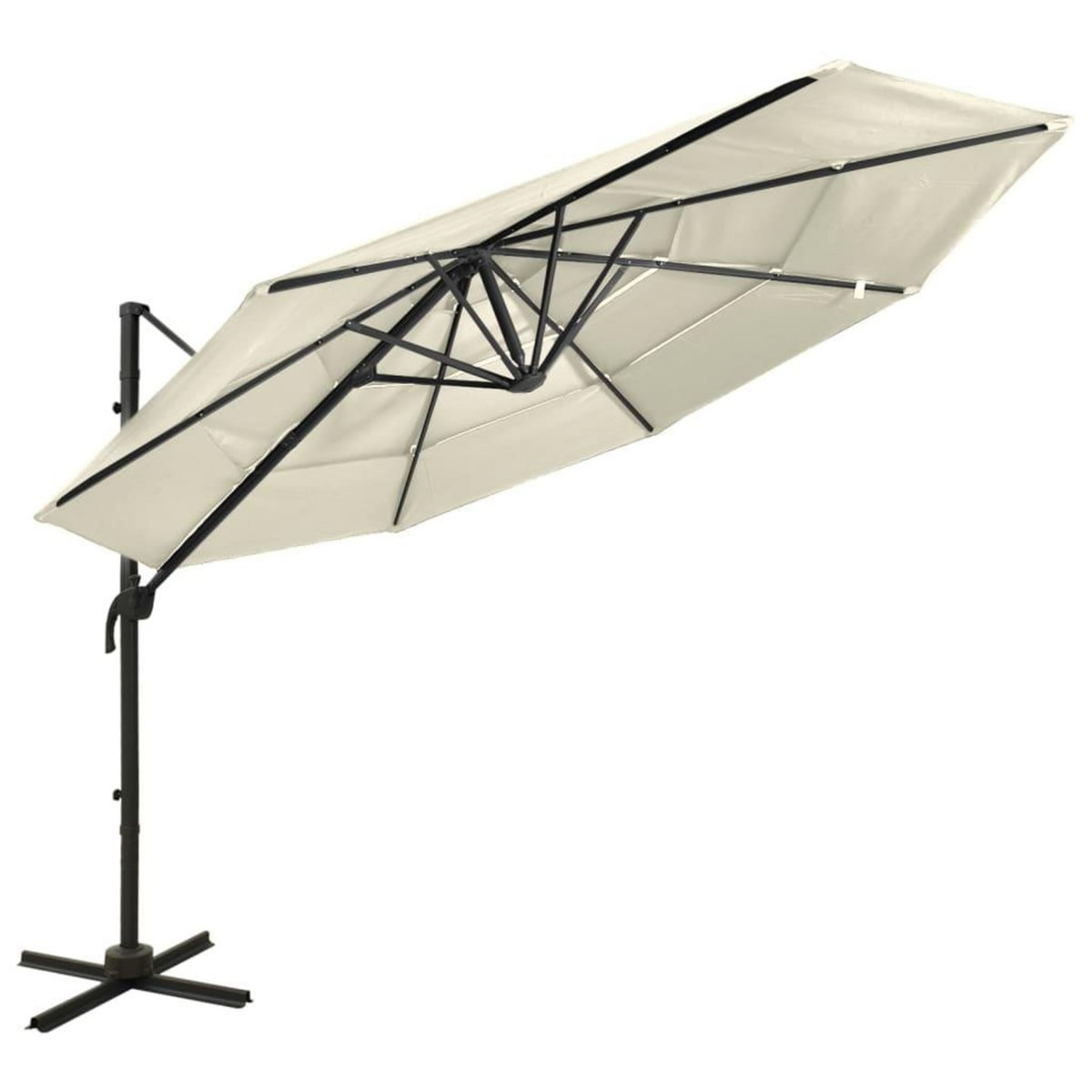 VIDAXL Parasol de jardin a 4 niveaux avec mat en aluminium sable