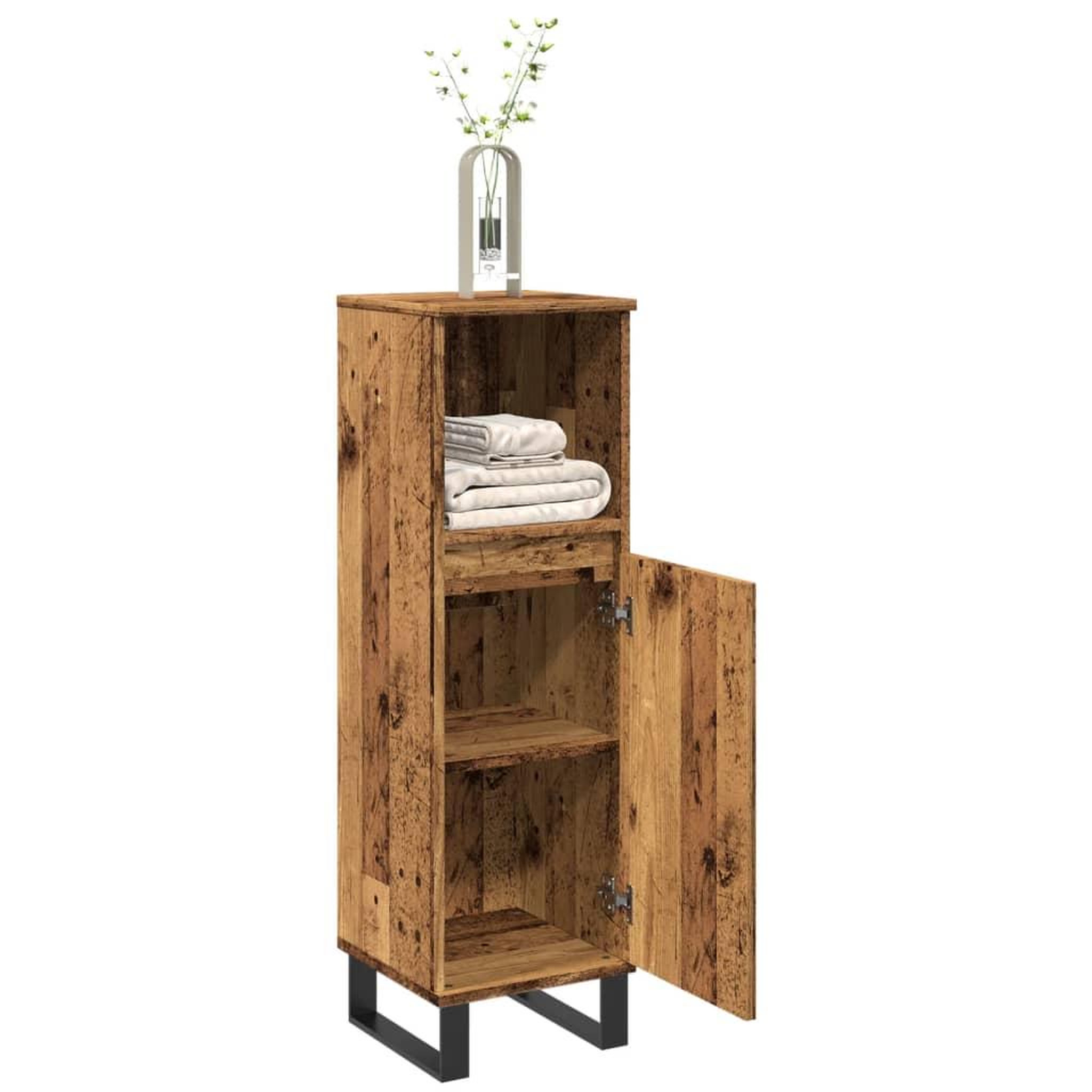 VIDAXL Armoire de salle de bain vieux bois 30x30x100cm bois ingenierie