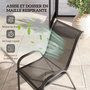 Voir la diapositive 6 : OUTSUNNY Lot de 4 chaises de jardin empilables - assise ergonomique, haut dossier, accoudoirs - acier textilène noir