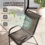 Voir la diapositive 6 : OUTSUNNY Lot de 4 chaises de jardin empilables - assise ergonomique, haut dossier, accoudoirs - acier textilène noir