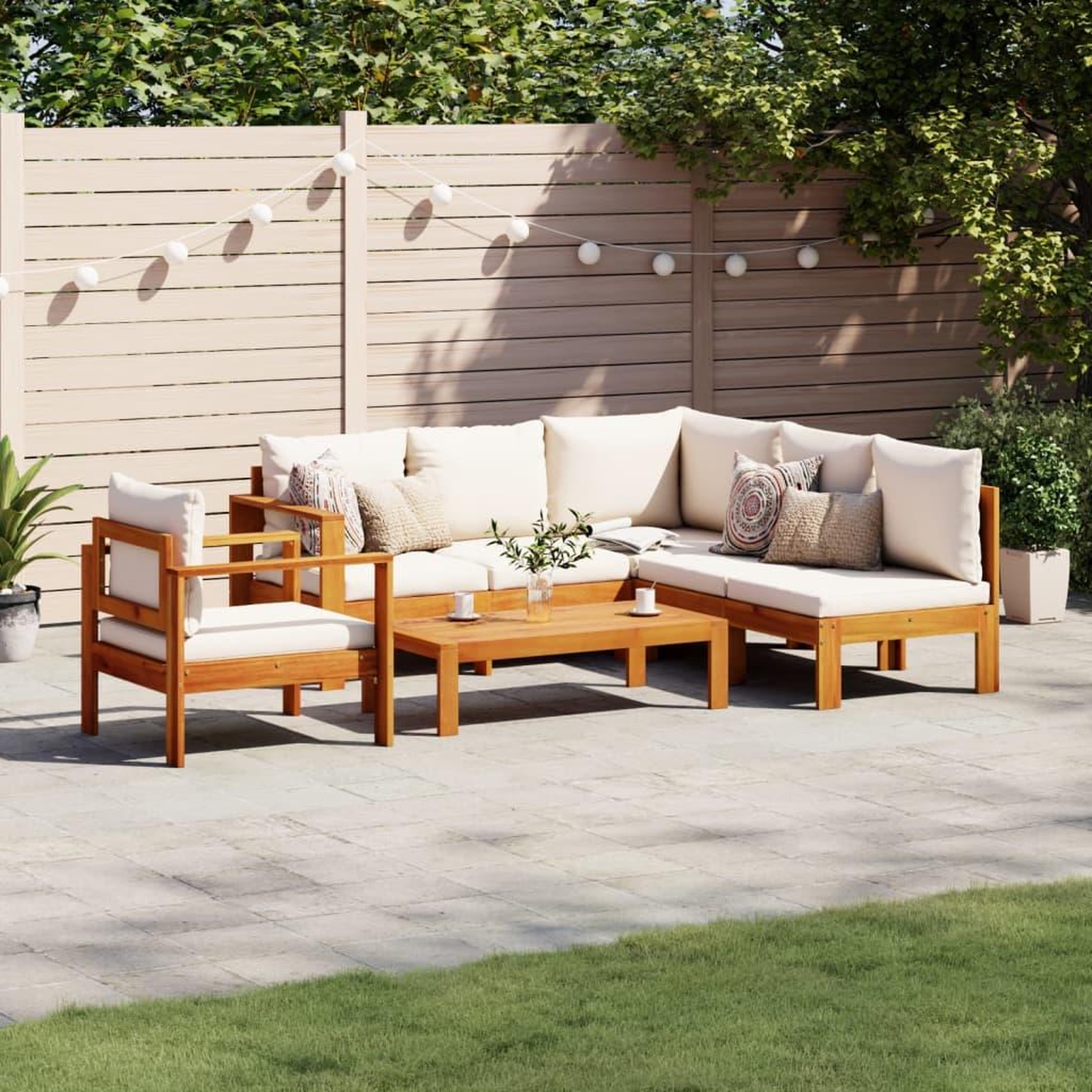 VIDAXL Salon de jardin avec coussins 5 pcs Bois d'acacia solide