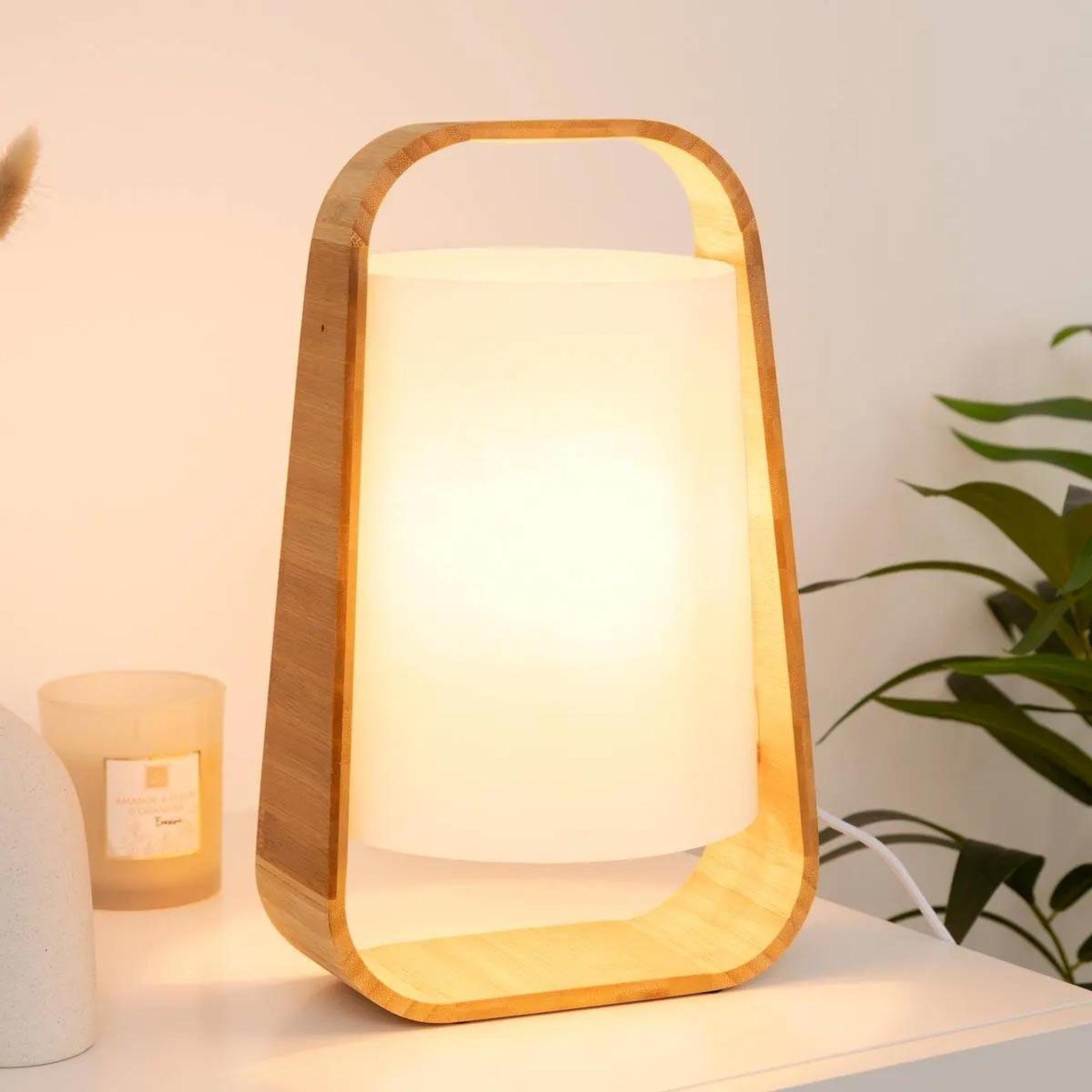 Voir la diapositive 2 : ATMOSPHERA Lampe à poser design  bambou  35cm naturel