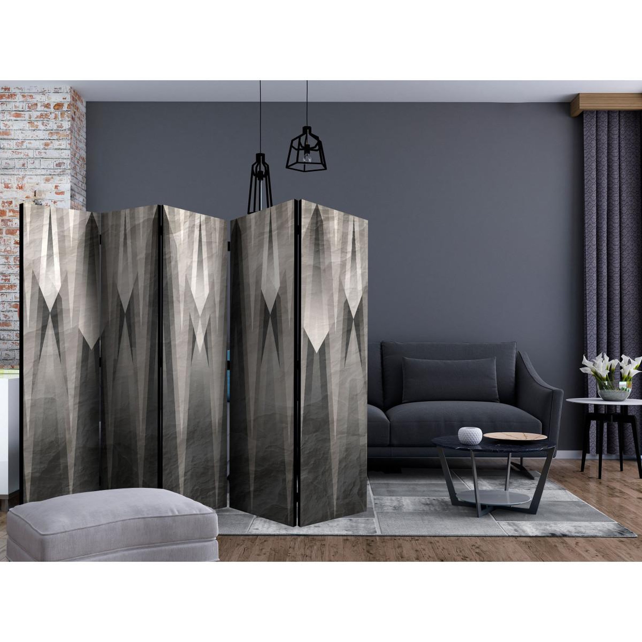 Voir la diapositive 2 : Paris Prix Paravent 5 volets  grey citadel  172x225cm