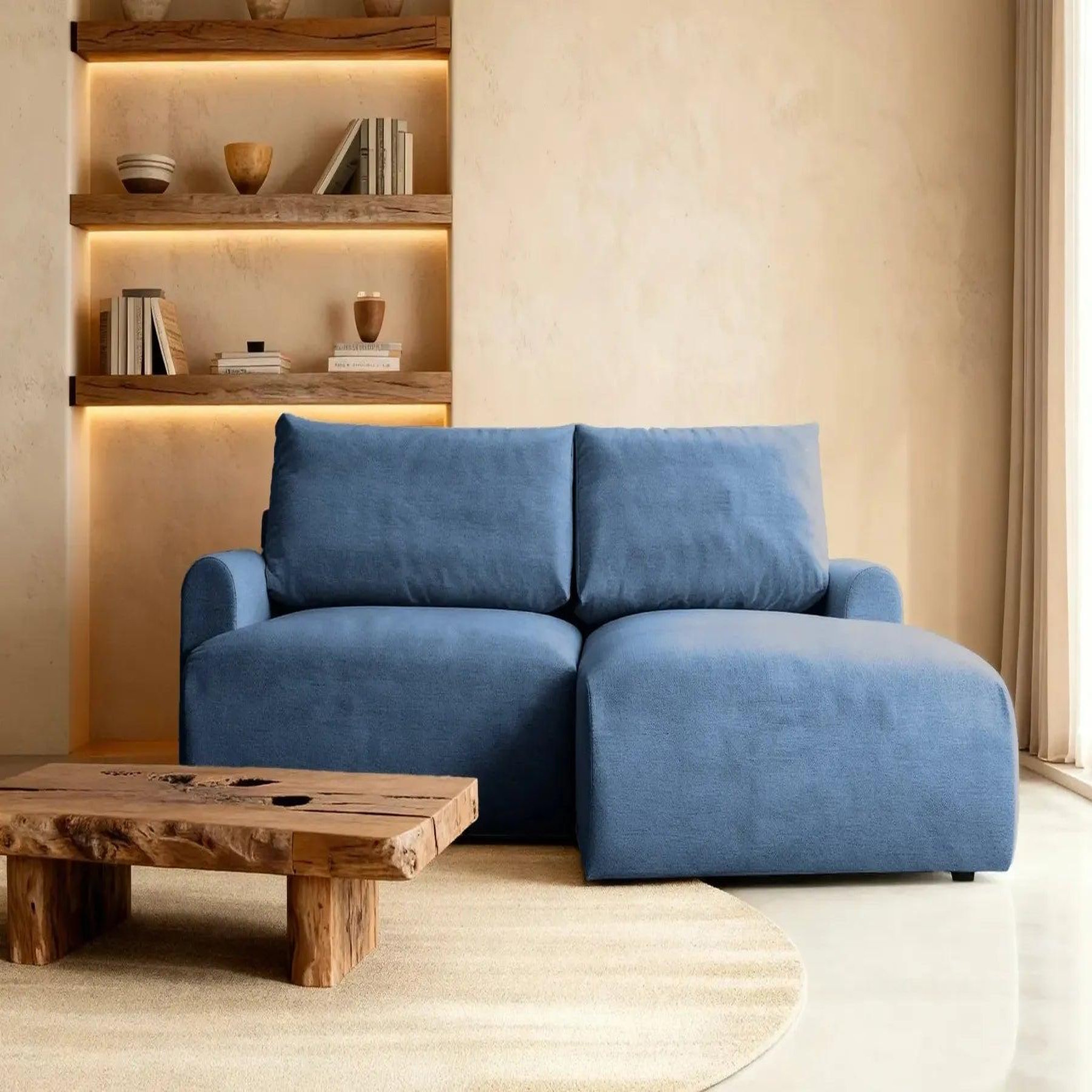 Voir la diapositive 3 : CASANOVA PARIS Raphaelle - canapé d'angle convertible tissu lisse 4 places gauche