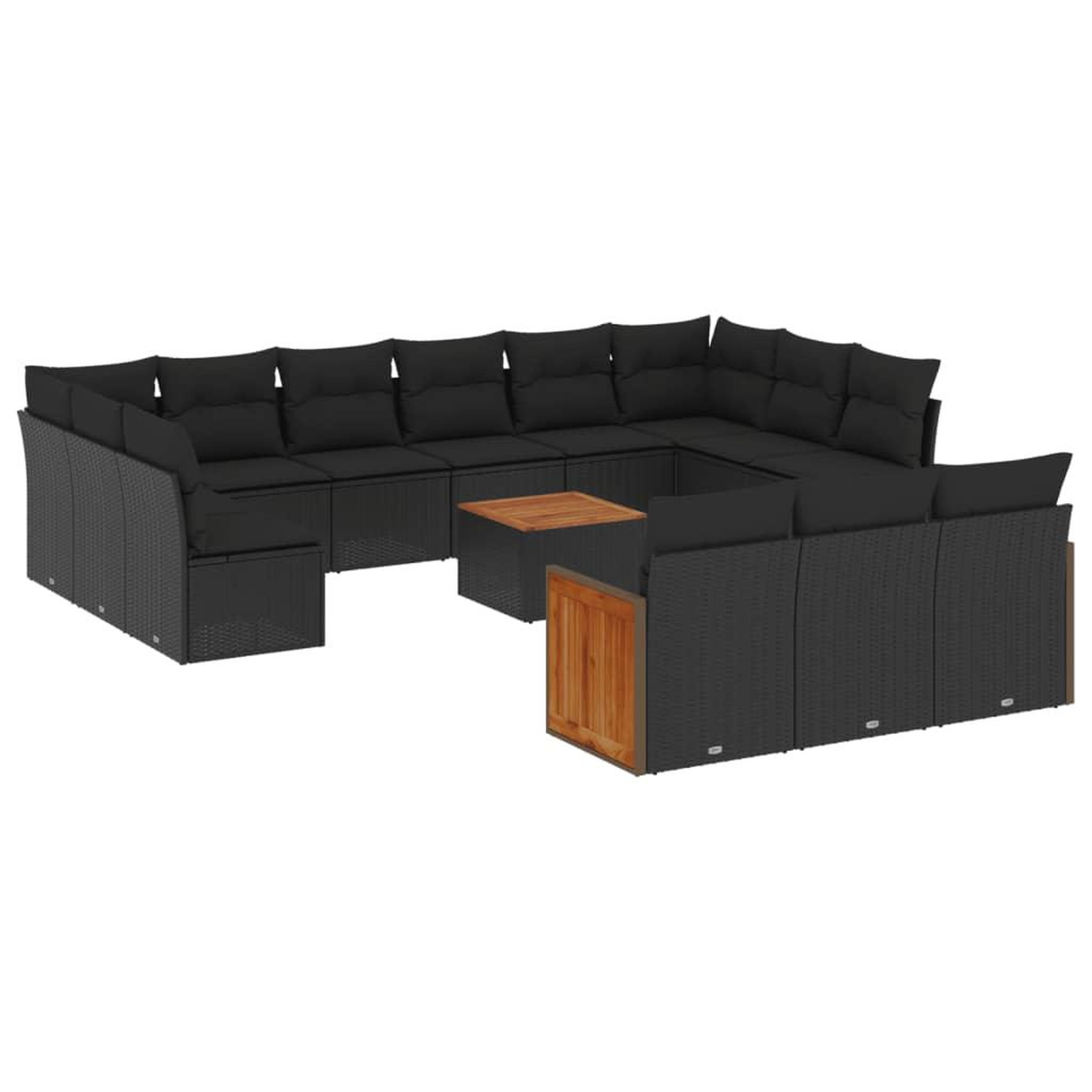 Voir la diapositive 2 : VIDAXL Salon de jardin avec coussins 14 pcs noir resine tressee