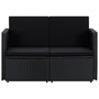 Voir la diapositive 2 : VIDAXL Canape de jardin a 2 places avec coussins Noir Resine tressee