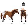 Voir la diapositive 3 : HOMCOM Cheval debout en peluche effets sonores hennissement et galop selle étrier rênes 85L x 28l x 60H marron blanc
