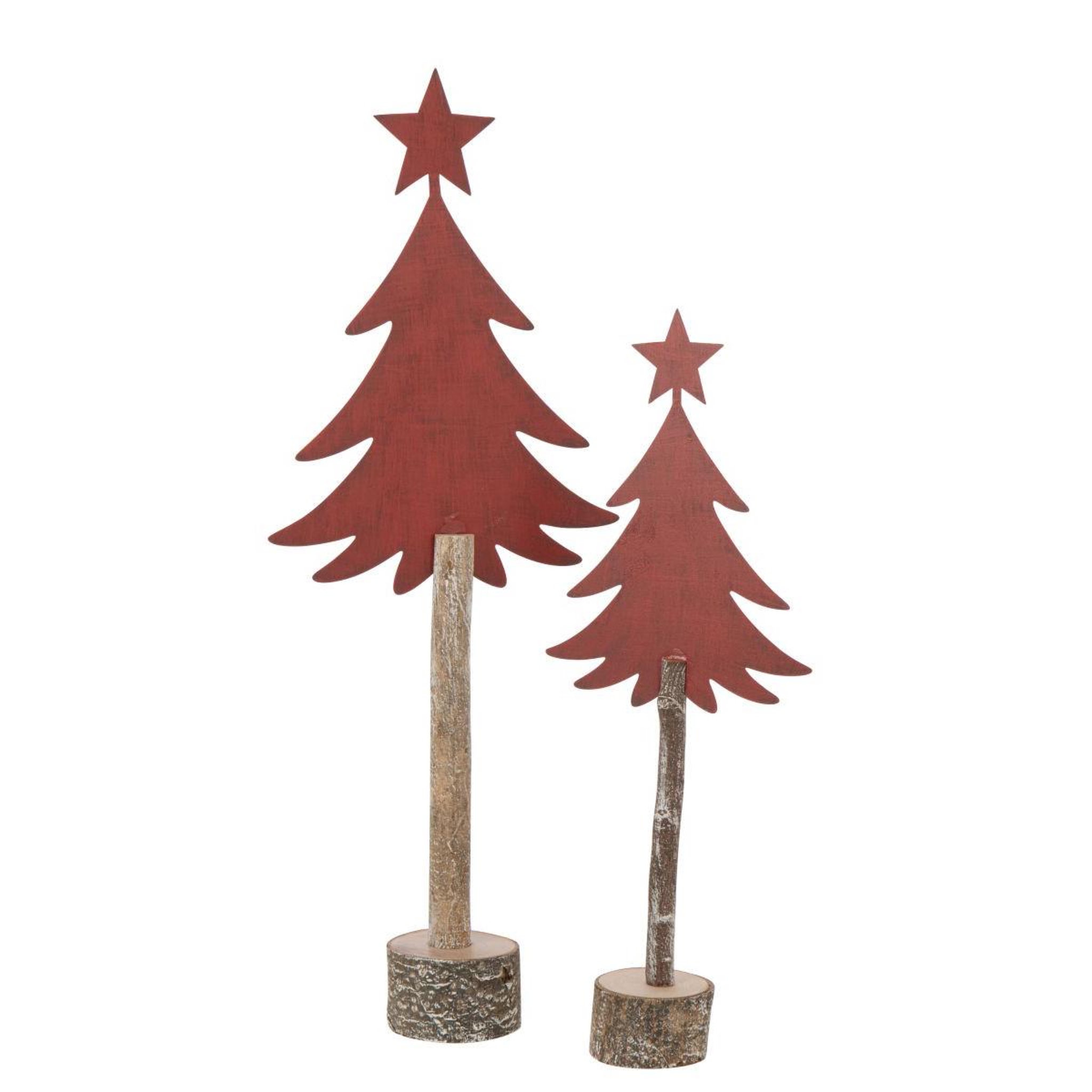 Voir la diapositive 2 : J-LINE Sapin de noël sur tronc  étoile  60cm rouge