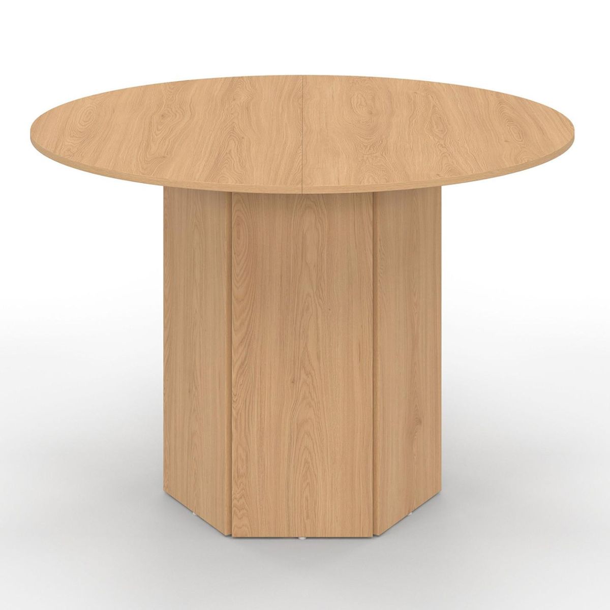 ID MARKET Table à manger ronde BERTHE 6 personnes pied hexagonal bois effet hêtre 110 cm