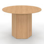 Voir la diapositive 3 : ID MARKET Table à manger ronde BERTHE 6 personnes pied hexagonal bois effet hêtre 110 cm