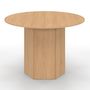 Voir la diapositive 3 : ID MARKET Table à manger ronde BERTHE 6 personnes pied hexagonal bois effet hêtre 110 cm