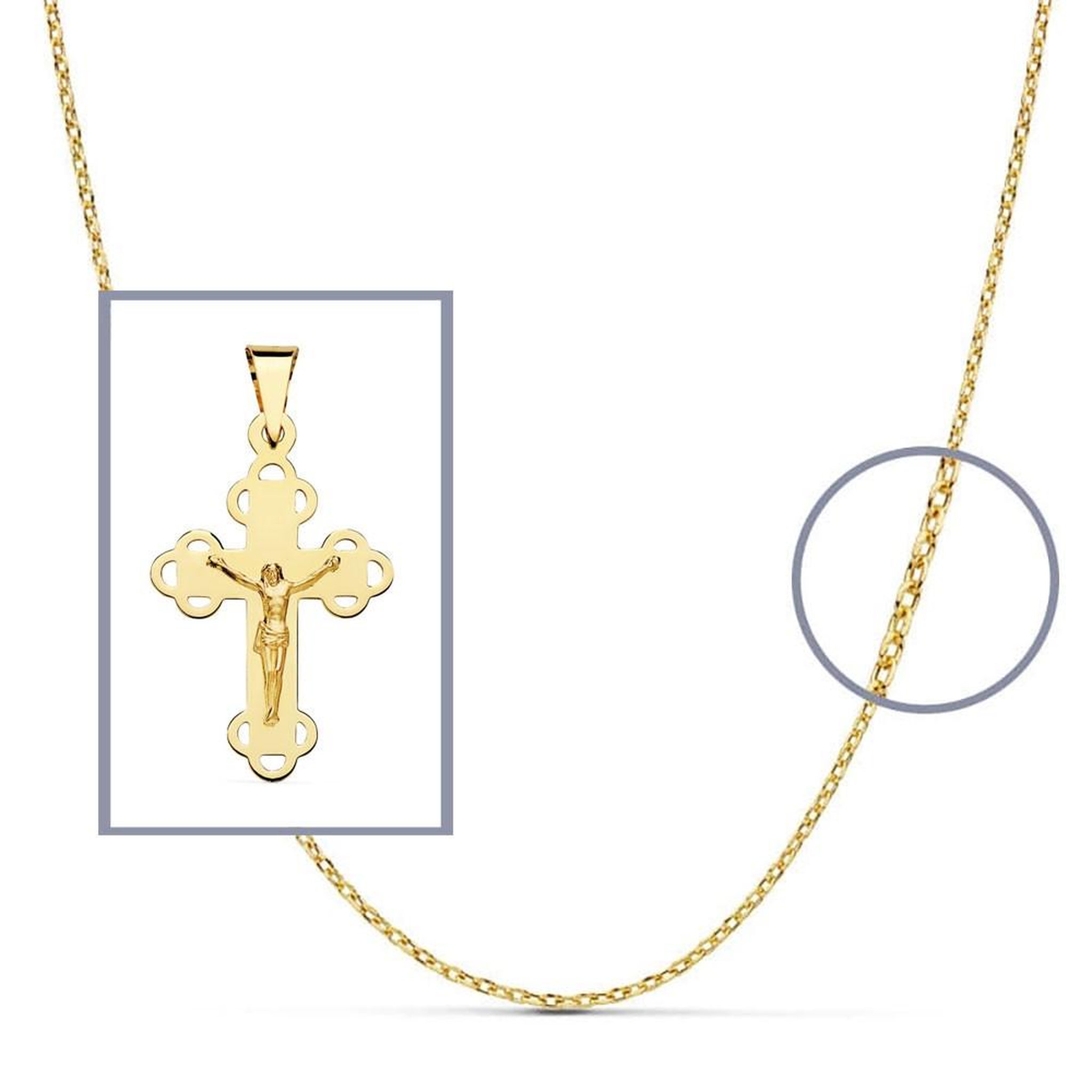 Voir la diapositive 2 : L'ATELIER D'AZUR Pendentif  - Médaille Christ sur la Croix Or 18 Carats 750 Jaune - Chaine Offerte