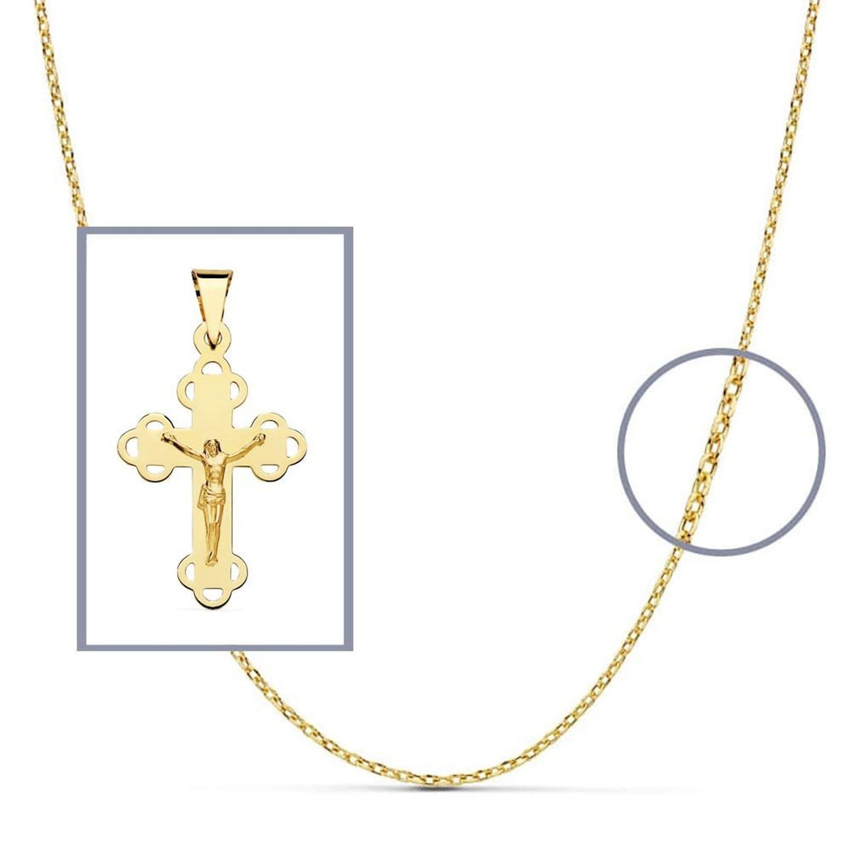 L'ATELIER D'AZUR Pendentif  - Médaille Christ sur la Croix Or 18 Carats 750 Jaune - Chaine Offerte