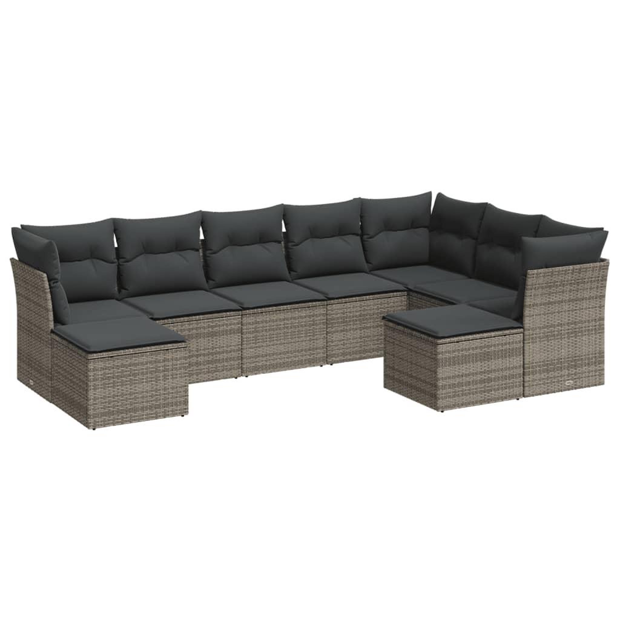 Voir la diapositive 2 : VIDAXL Salon de jardin 9 pcs avec coussins gris resine tressee