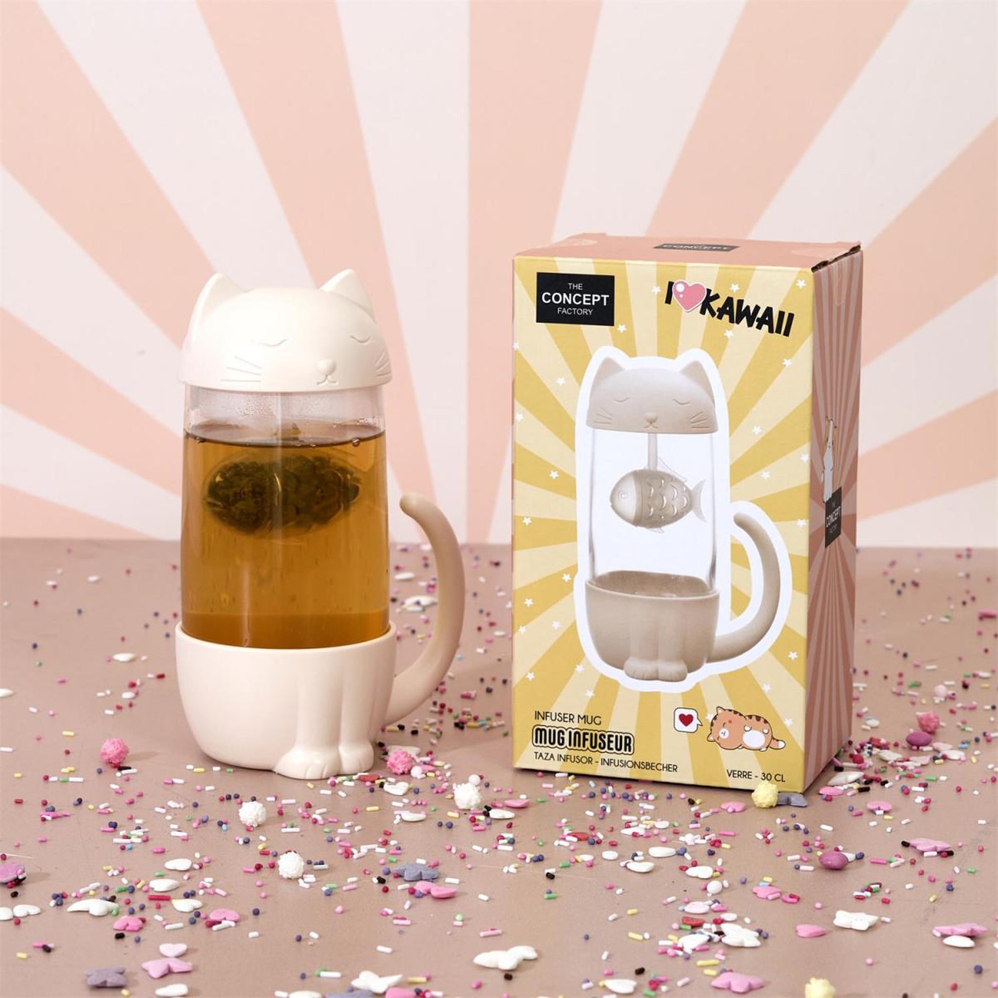 Voir la diapositive 6 : The concept Factory Mug Infuseur à Thé  Poisson Chat  30cl Blanc