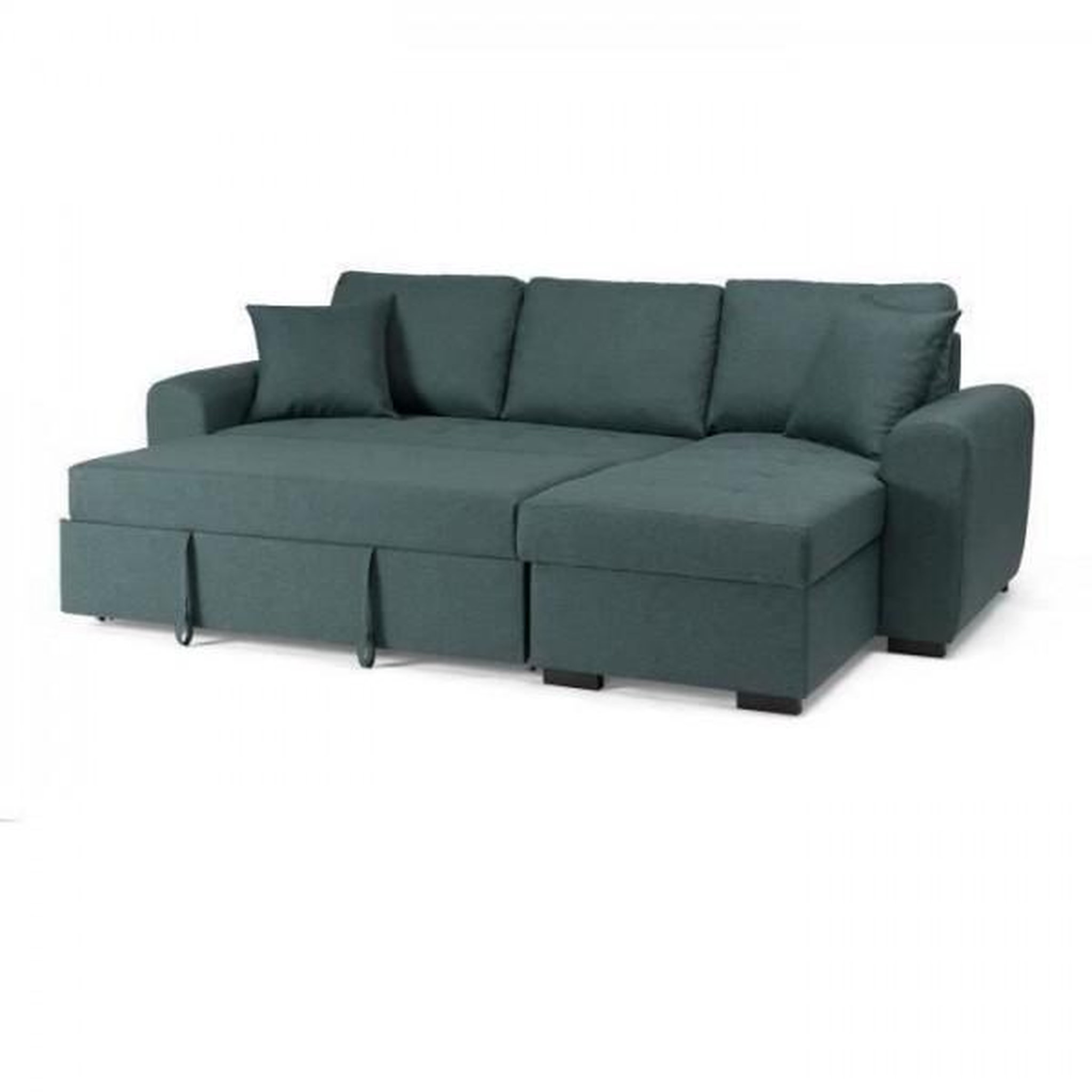 Voir la diapositive 6 : MARKET24 Canapé d'angle convertible réversible 4 places - Tissu Vert - L 244 x P 151 x H 90 - HAMILTON - Fabriqué en Ukraine