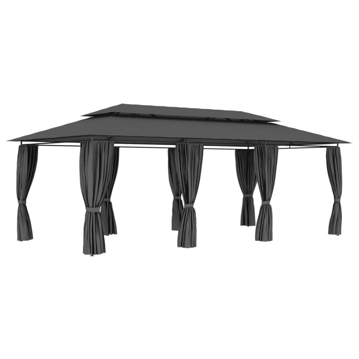 VIDAXL Belvedere avec rideaux 600x298x270 cm Anthracite
