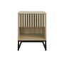 Voir la diapositive 5 : SWEEEK Table de chevet style contemporain avec 1 tiroir effet bois rainuré (système d'ouverture par pression) et 1 niche. piètement en métal noir