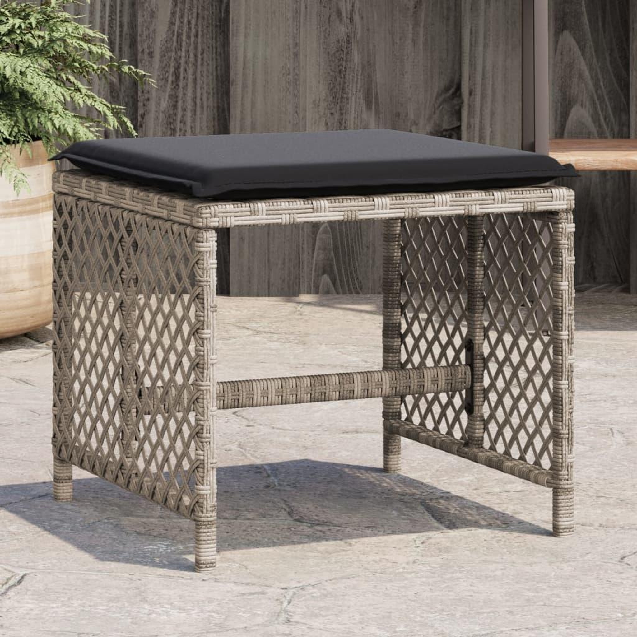 VIDAXL Tabourets de jardin et coussins lot de 4 gris clair 41x41x36 cm