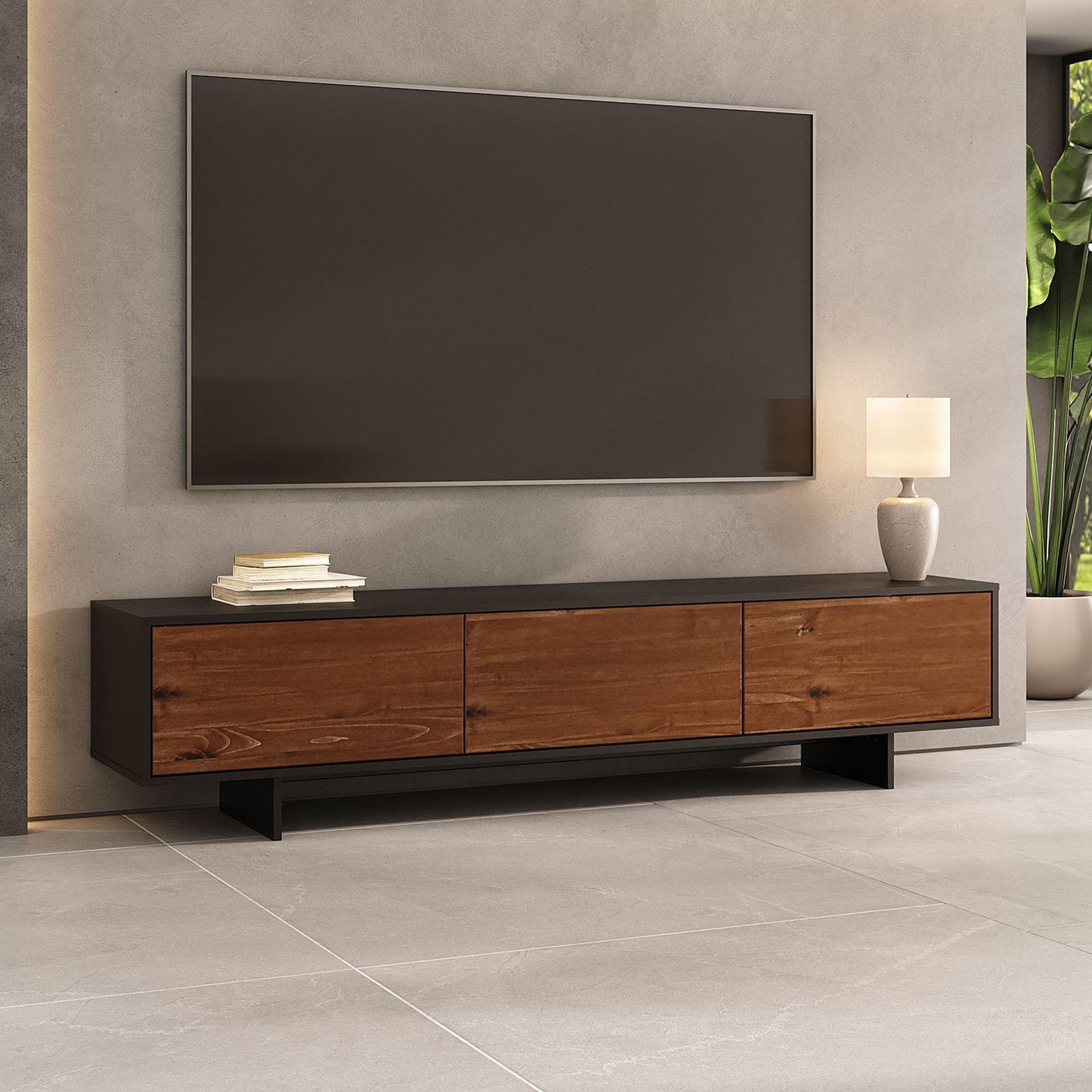 Voir la diapositive 3 : IDIMEX Meuble tv arto l 184 cm 3 portes en bois
