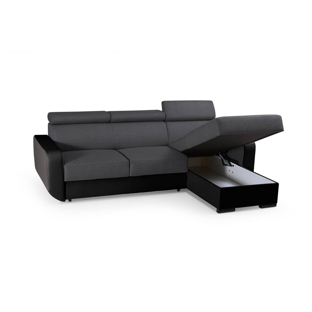 LISA DESIGN Dustin - canapé d'angle réversible - 4 places - convertible avec coffre - têtières réglables