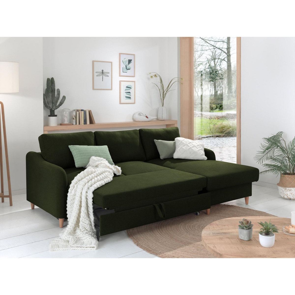 LISA DESIGN Will - canapé d'angle droit - convertible avec coffre - 4 places - en tissu