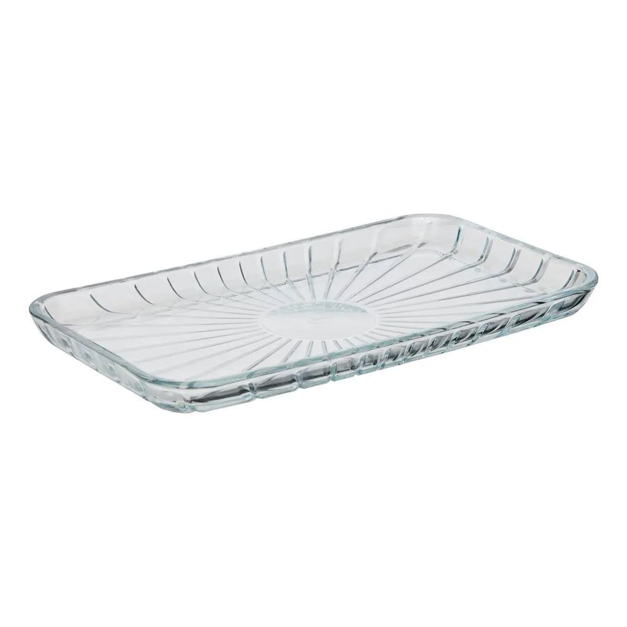 SECRET DE GOURMET Plat de Présentation en Verre  Strié  27cm Transparent