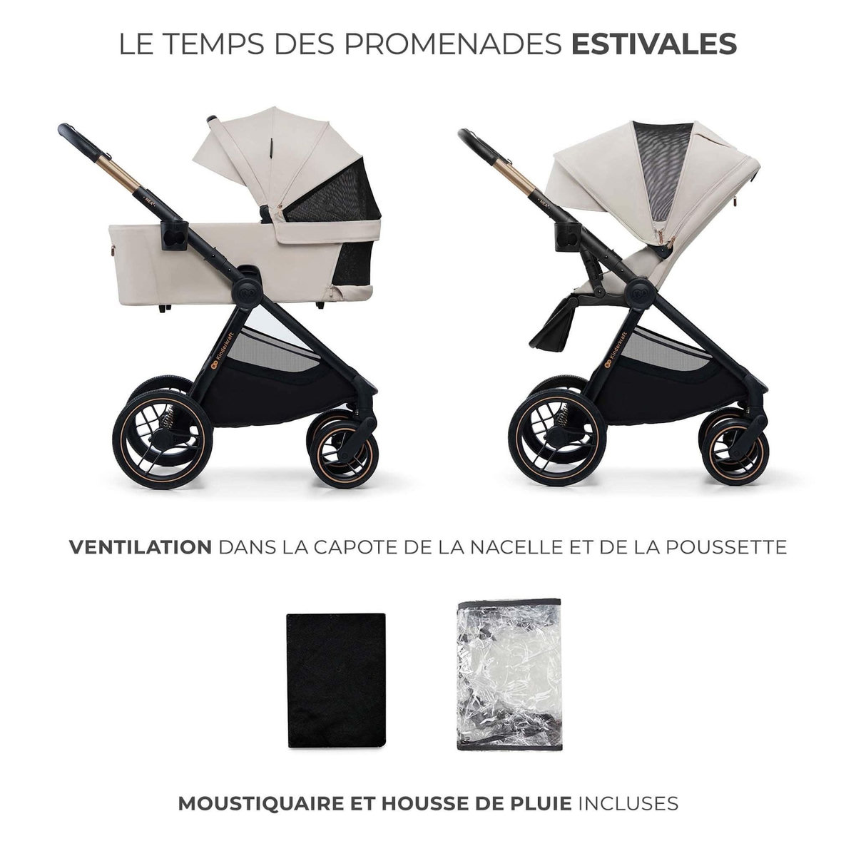 KINDERKRAFT Poussette combinée polyvalente 2 en 1 avec siège réversible à 27 kg