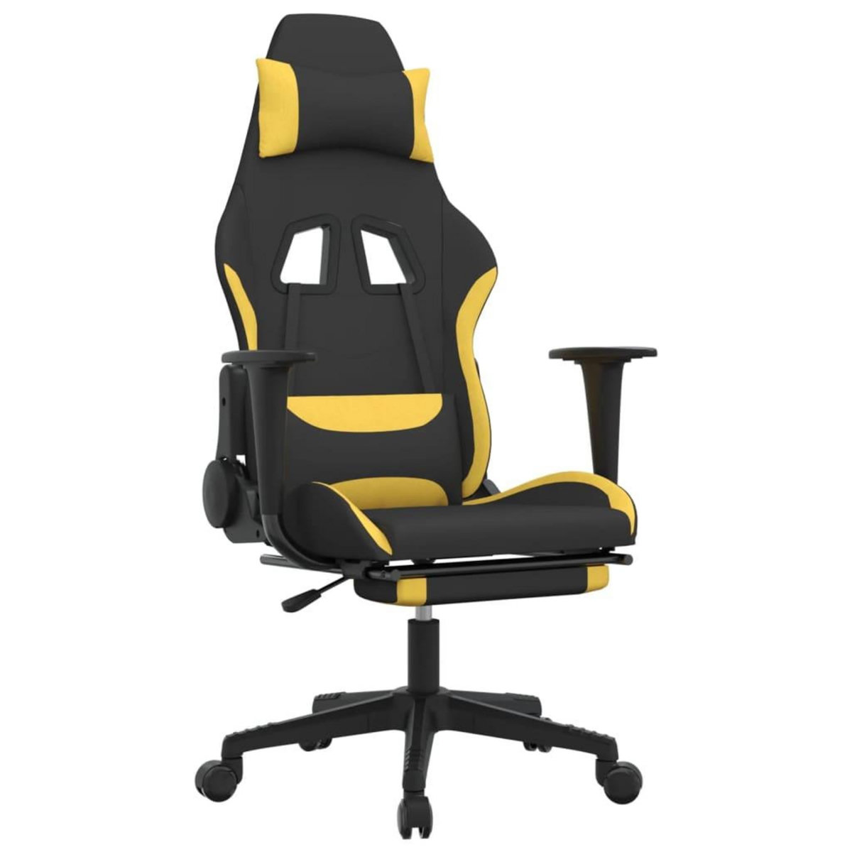 VIDAXL Chaise de jeu avec repose-pied Noir et jaune Tissu