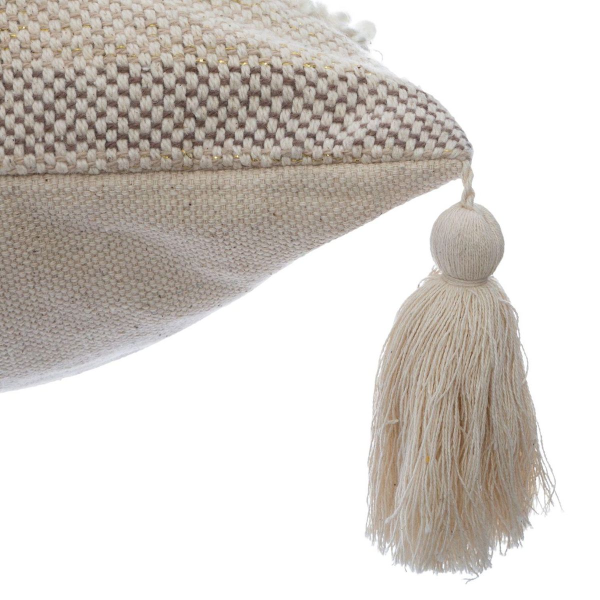 ATMOSPHERA Coussin Shine Carré avec Pompons 59x59cm - Beige