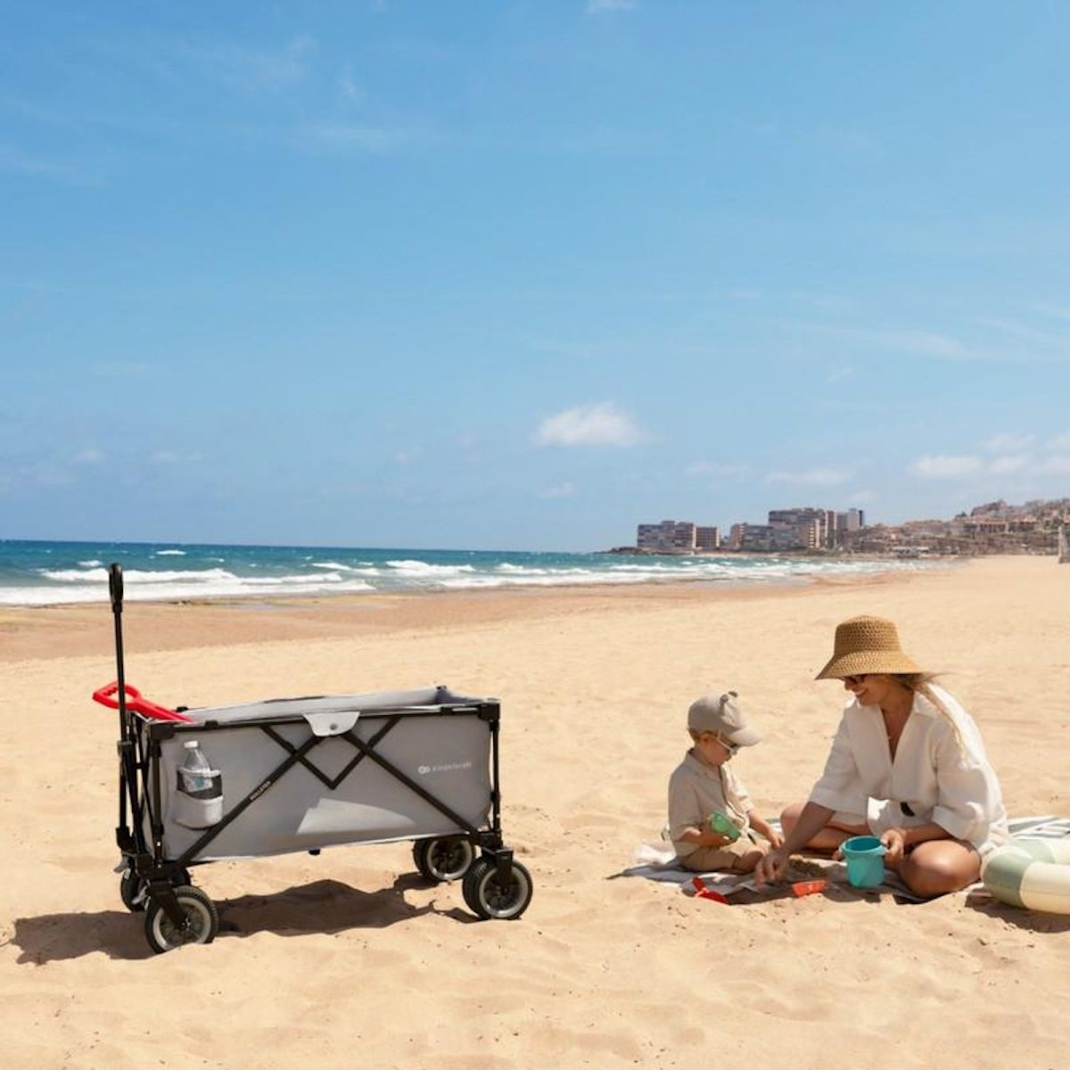 KINDERKRAFT Brouette pliable 130 l tige telescopique roues 360