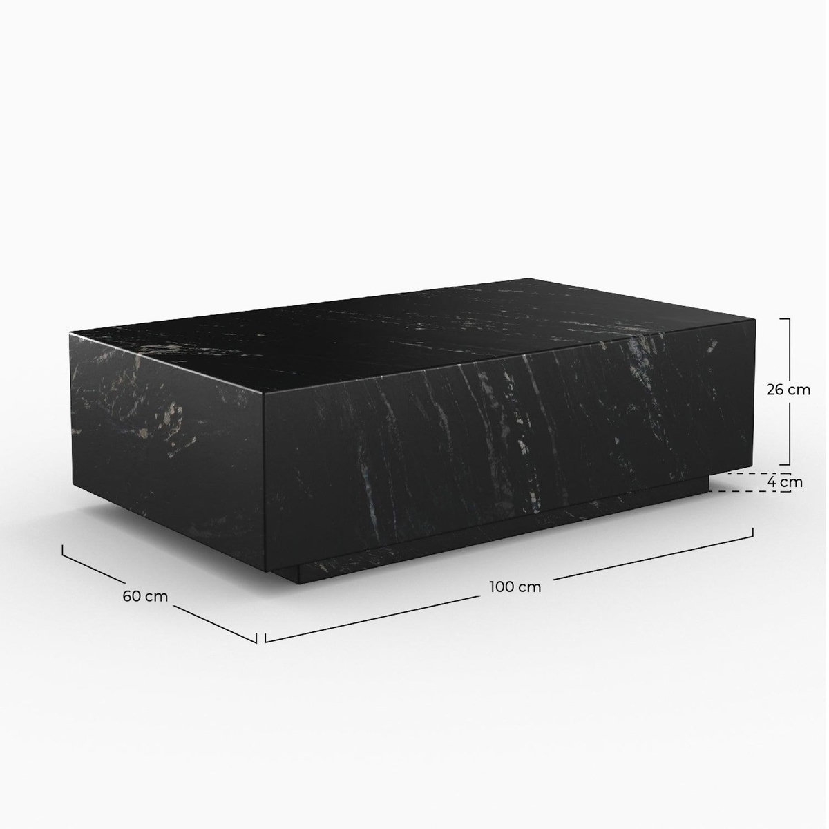 Rendez vous déco Table basse rectangulaire en marbre noir-Izaé