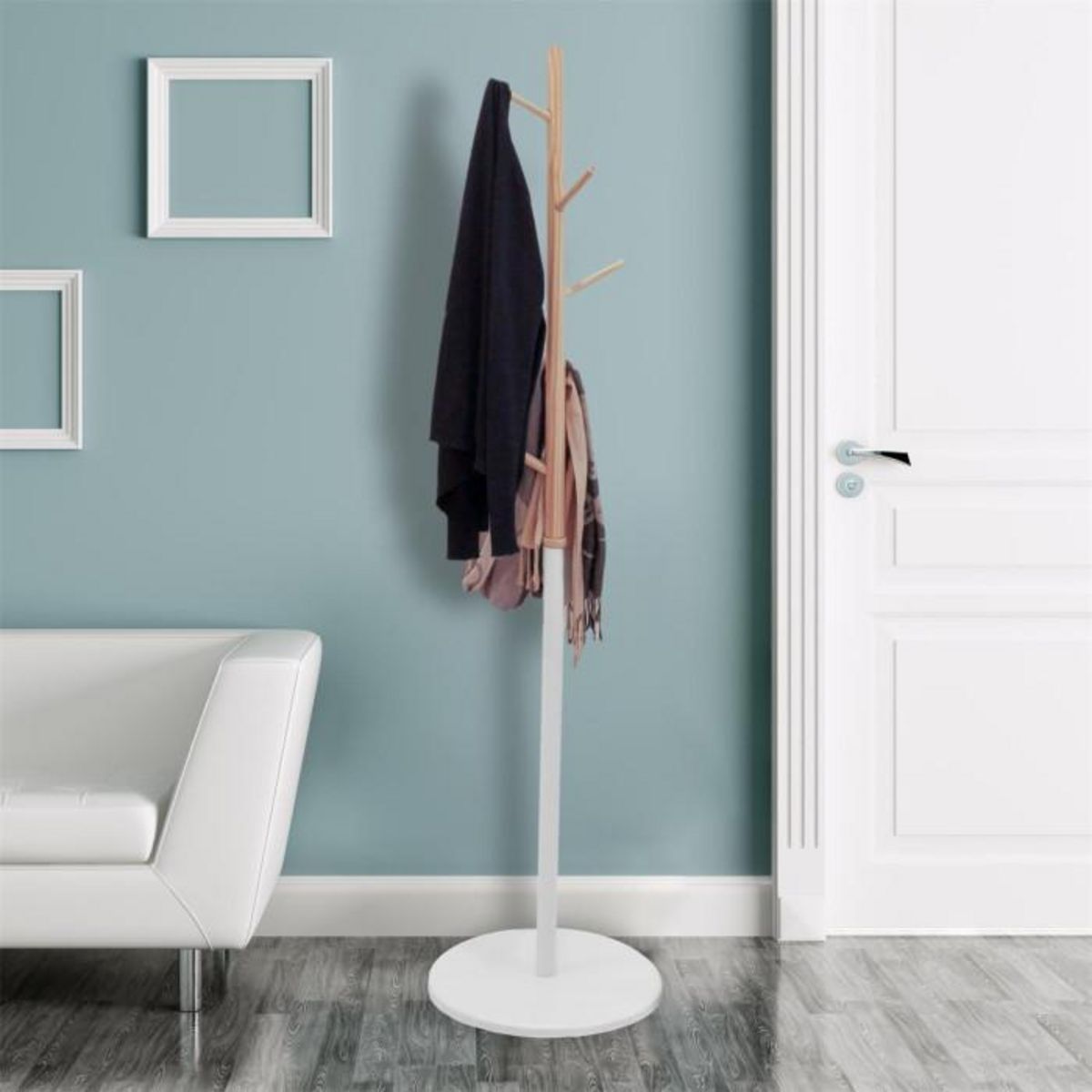 Paris Prix Porte-Manteaux 5 Patères  Miko  180cm Blanc