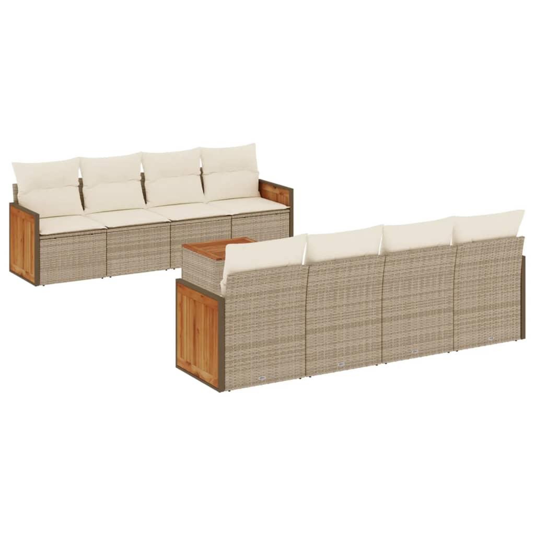 Voir la diapositive 2 : VIDAXL Salon de jardin avec coussins 9 pcs beige resine tressee