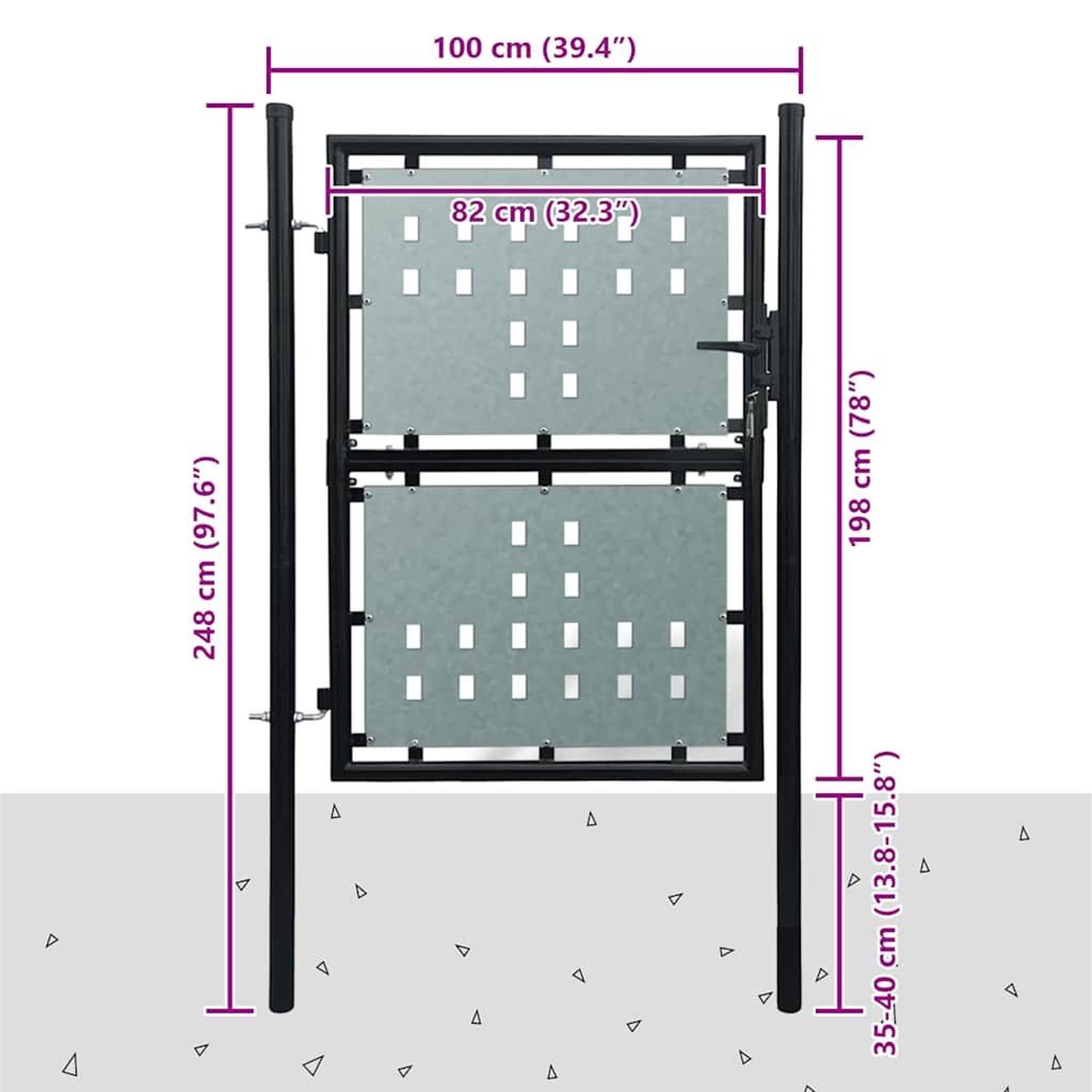Voir la diapositive 5 : VIDAXL Portail de cloture noir a une porte 100x200 cm