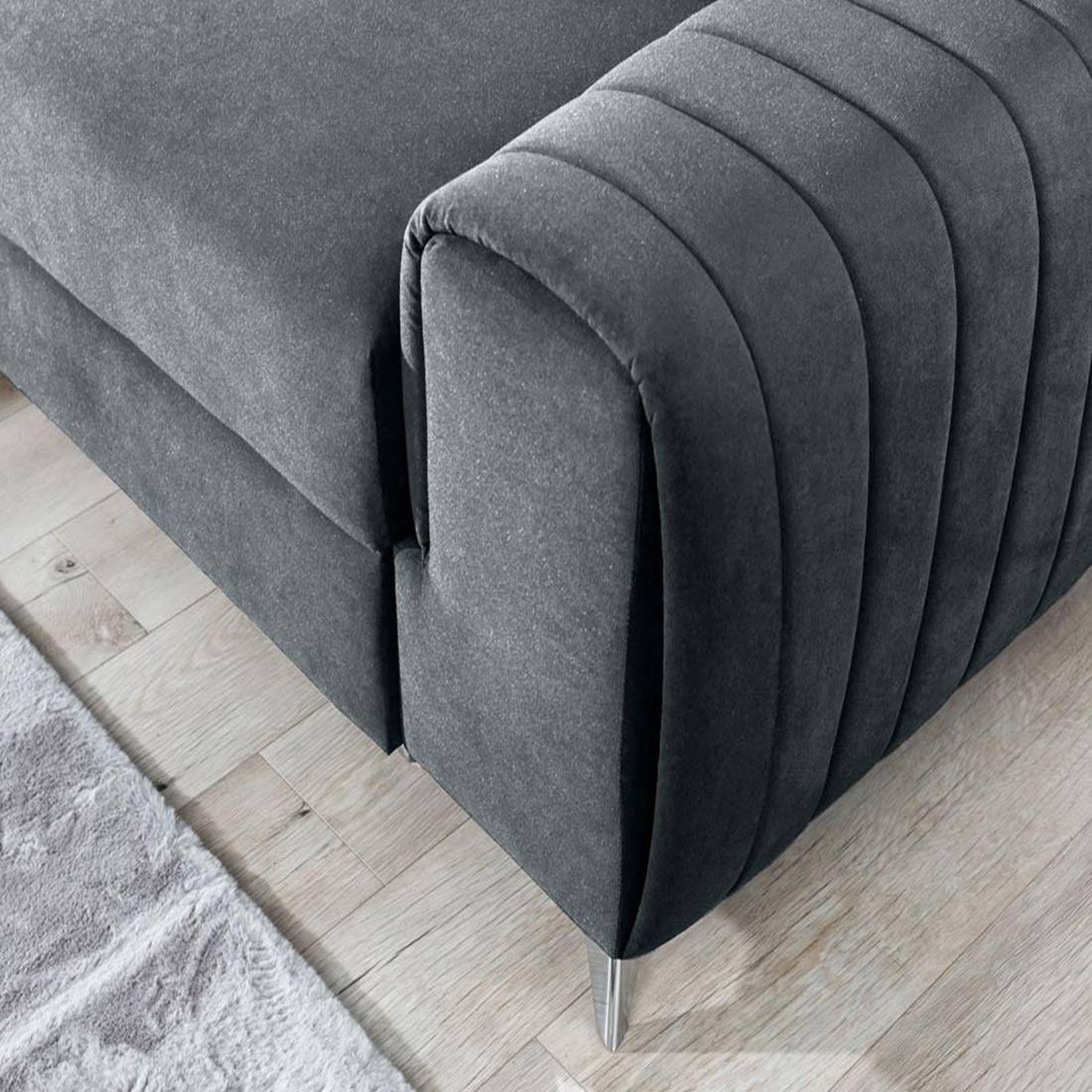 Voir la diapositive 4 : BEST MOBILIER Talisay - canapé d'angle gauche - 5 places - convertible avec coffre - en velours