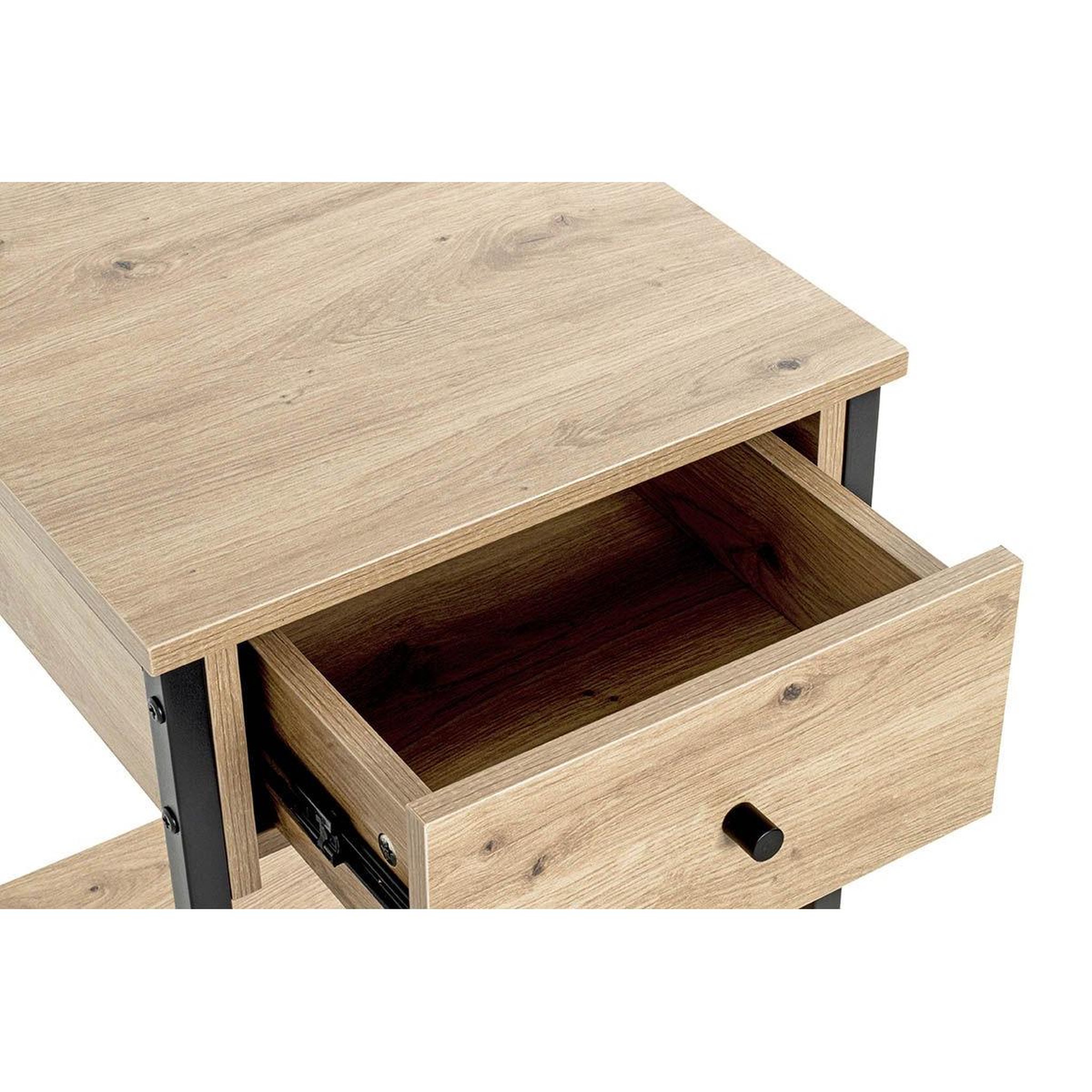 Voir la diapositive 5 : Paris Prix Table d'Appoint 1 Tiroir  Miranda  55cm Chêne & Noir
