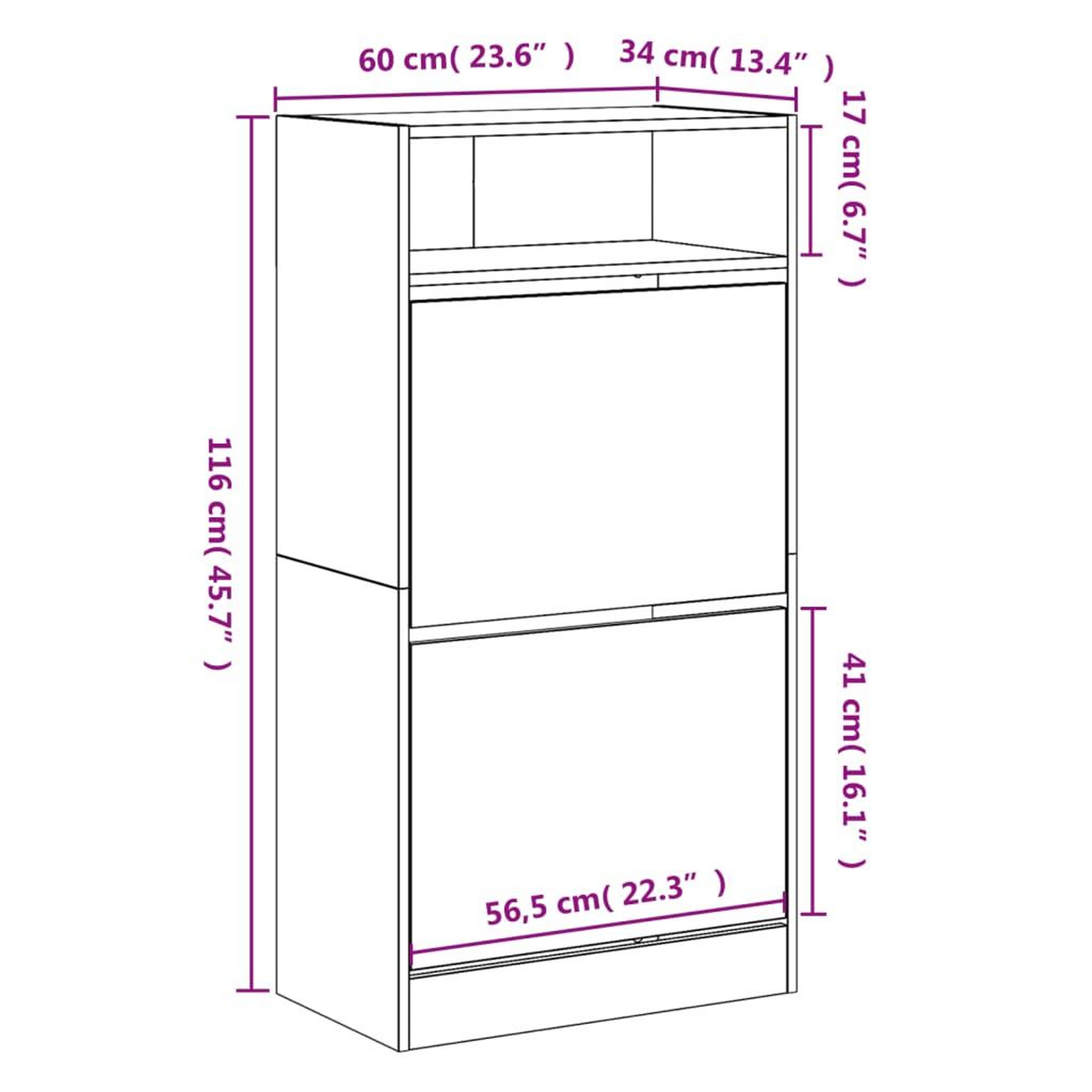 Voir la diapositive 6 : VIDAXL Armoire a chaussures noir 60x34x116 cm bois d'ingenierie