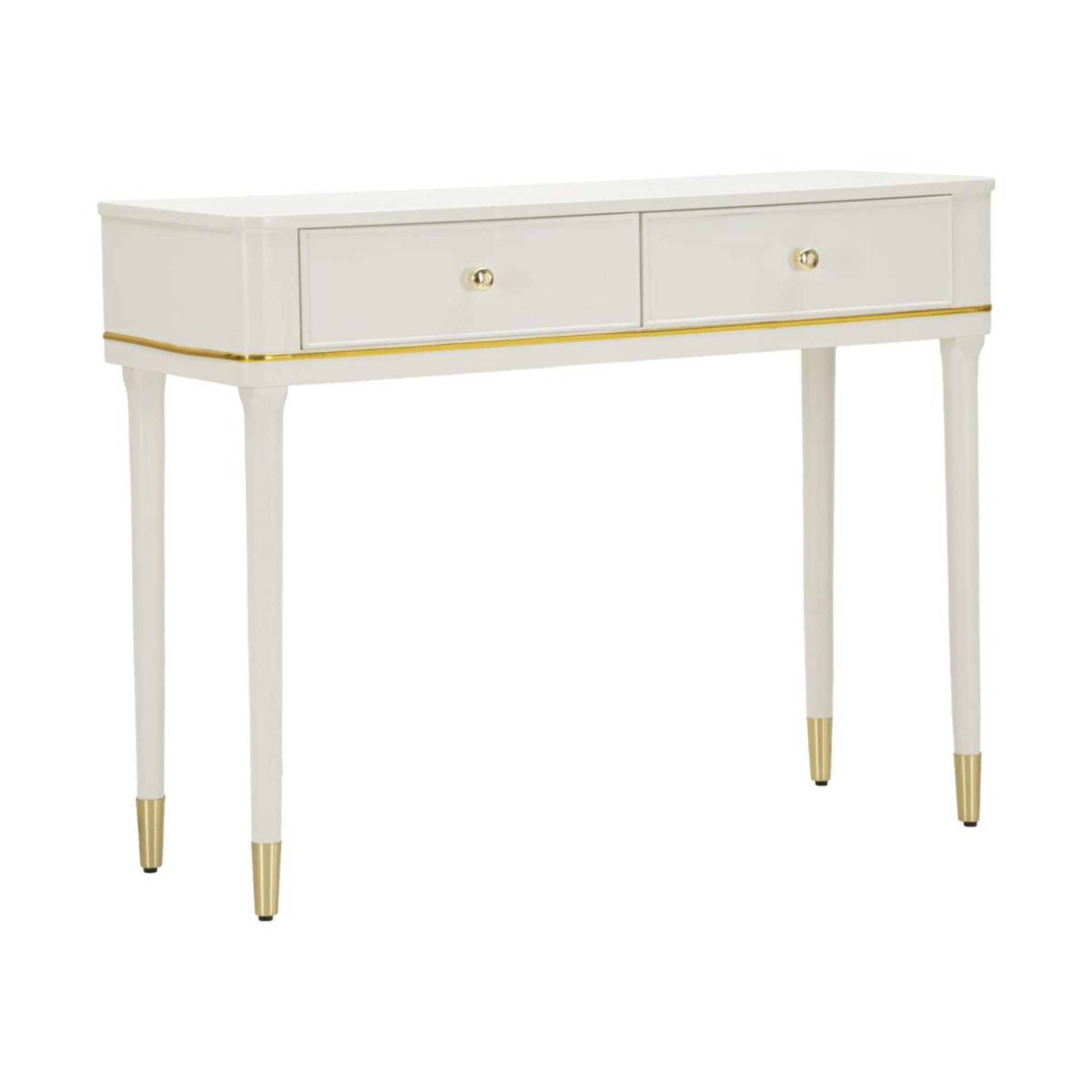 Paris Prix Console 2 tiroirs  camille  101cm blanc & or